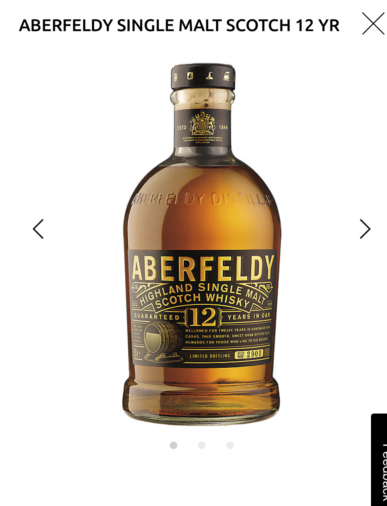 Aberfeldy Single Malt Scotch 12 Yr 80 W/ Gift Tin Box