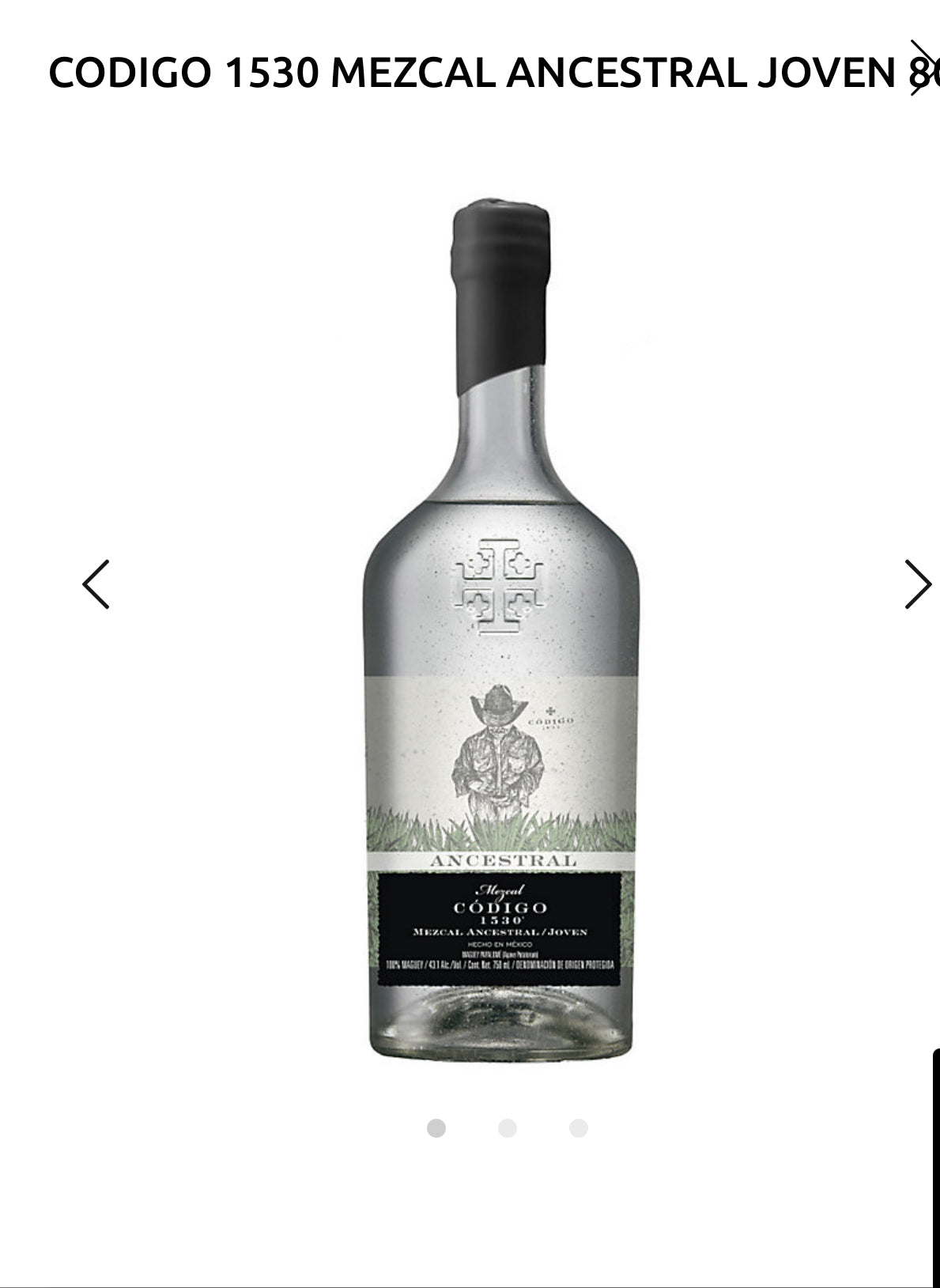 Codigo 1530 Mezcal Ancestral Joven 86.2