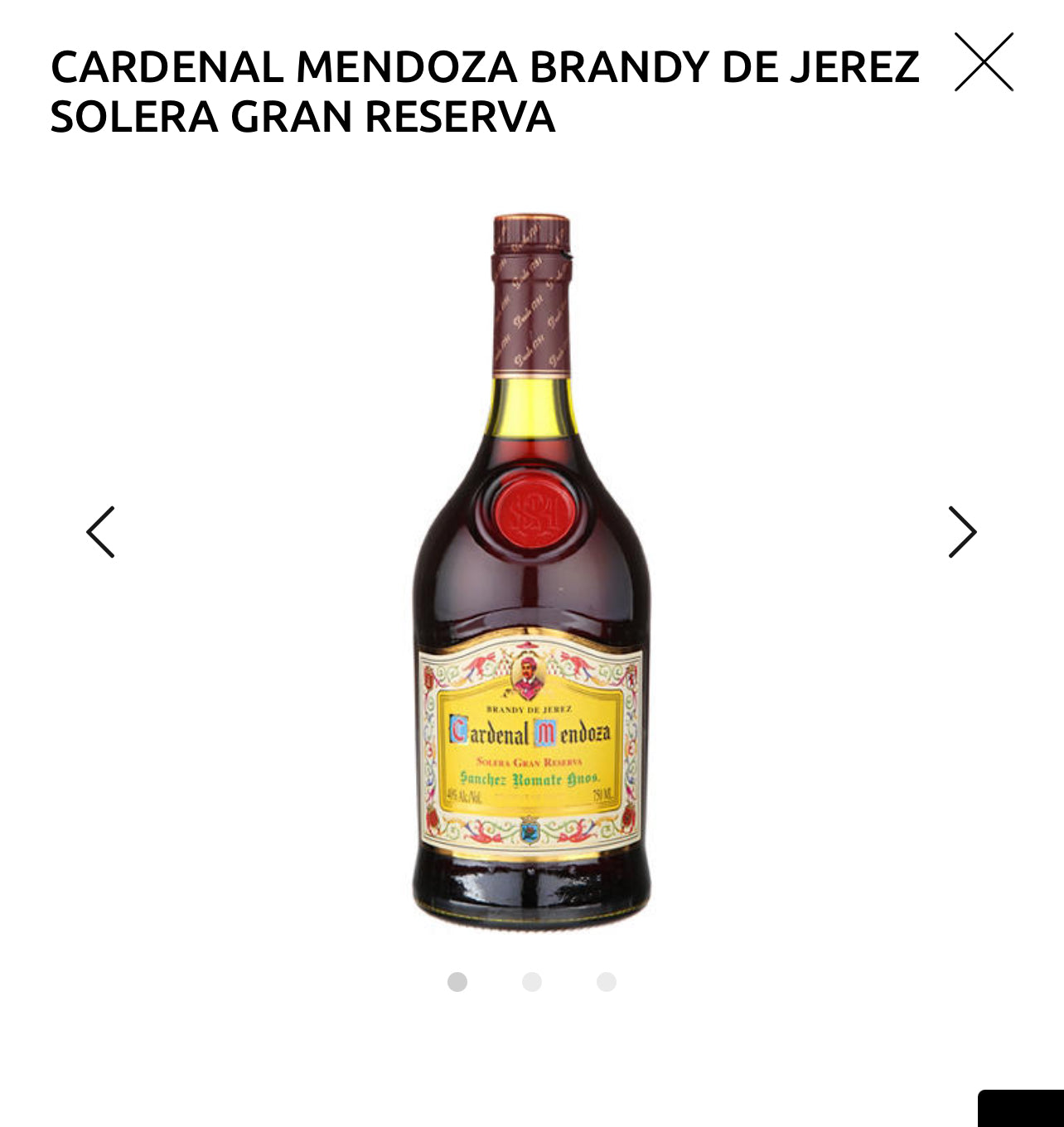 CARDENAL MENDOZA BRANDY DE JEREZ SOLERA GRAN RESERVA