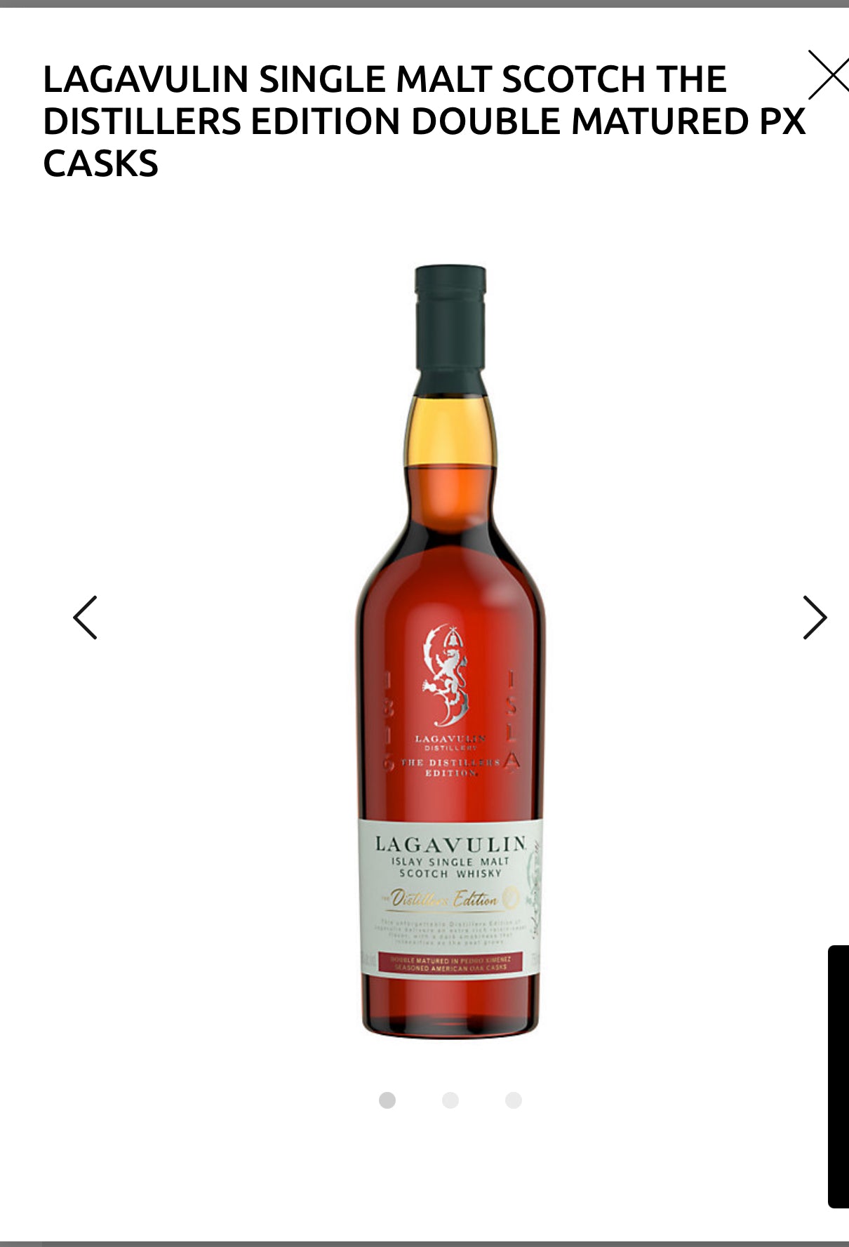 Lagavulin Single Malt Scotch The Distillers Edition Double Matured Px Casks 86