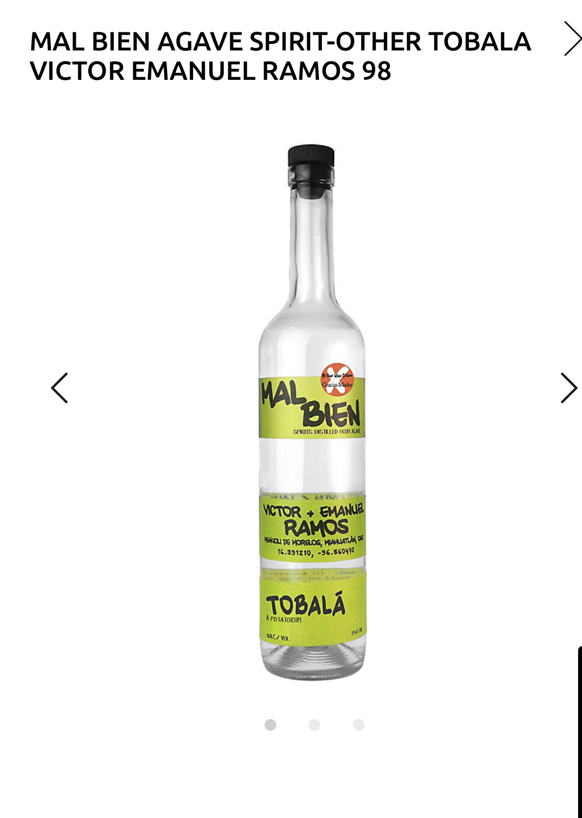 Mal Bien Mezcal Tobala Victor Emanuel Ramos 98