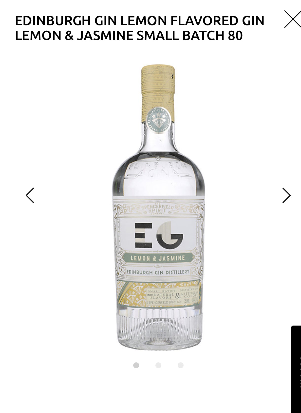 Edinburgh Gin Lemon & Jasmine Flavored Gin Small Batch 80