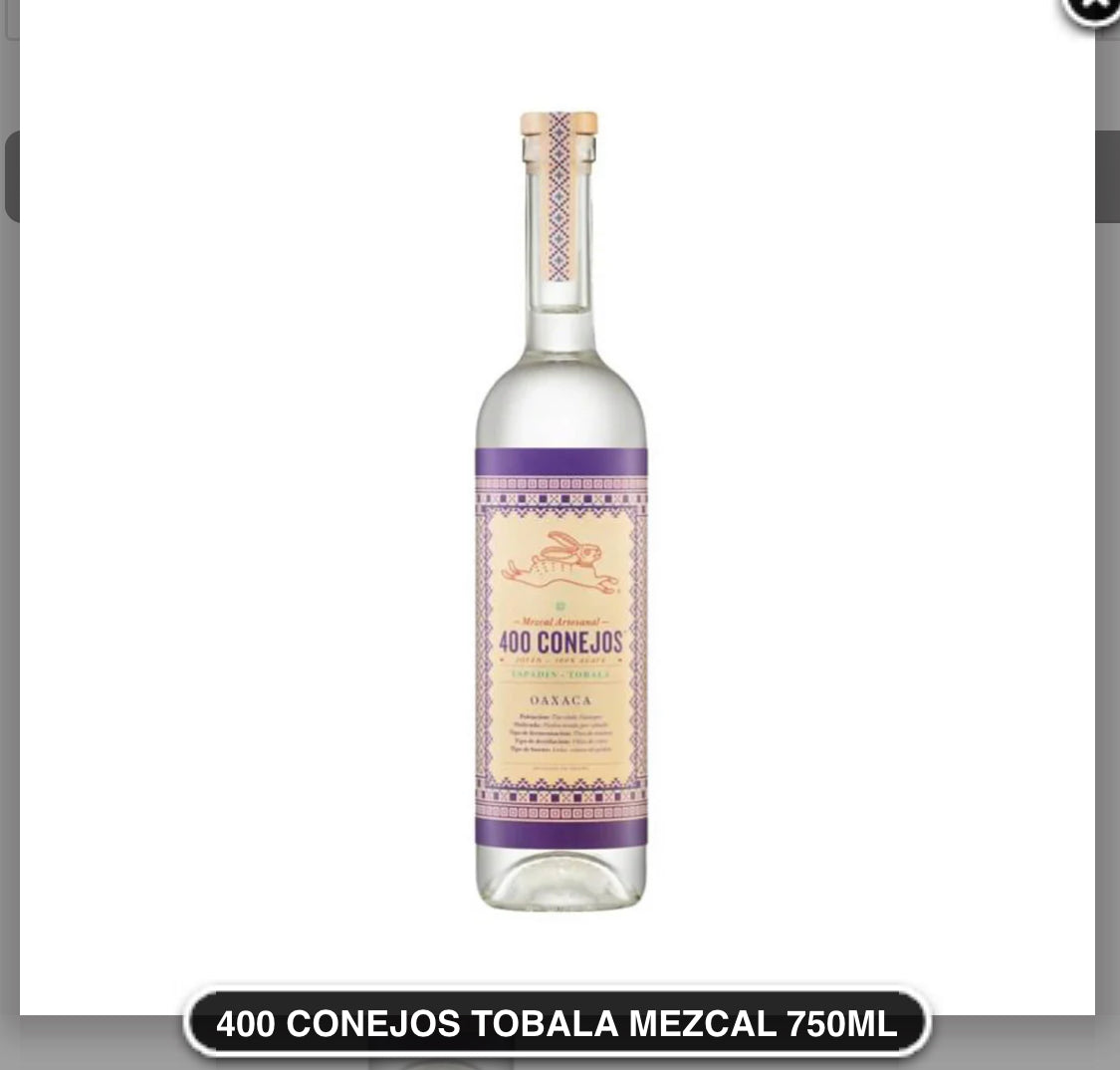 400 CONEJOS TOBALA MEZCAL 750ML