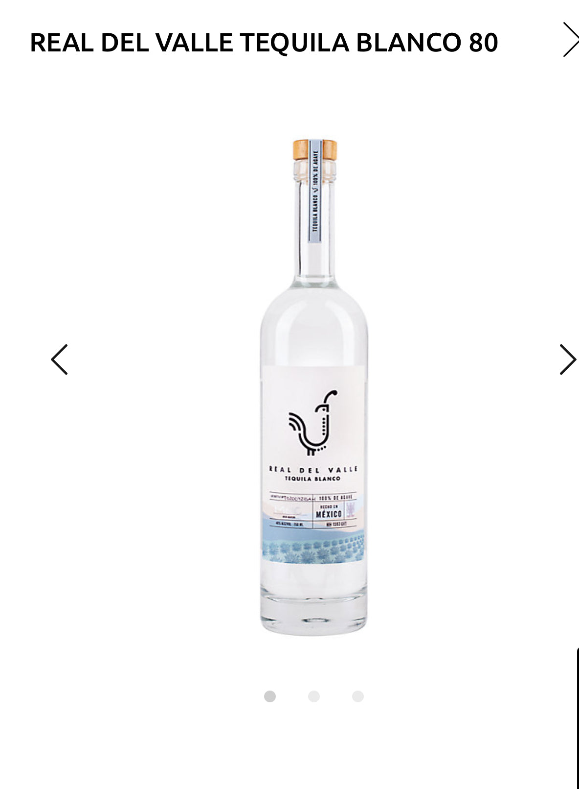 Real Del Valle Tequila Blanco 80