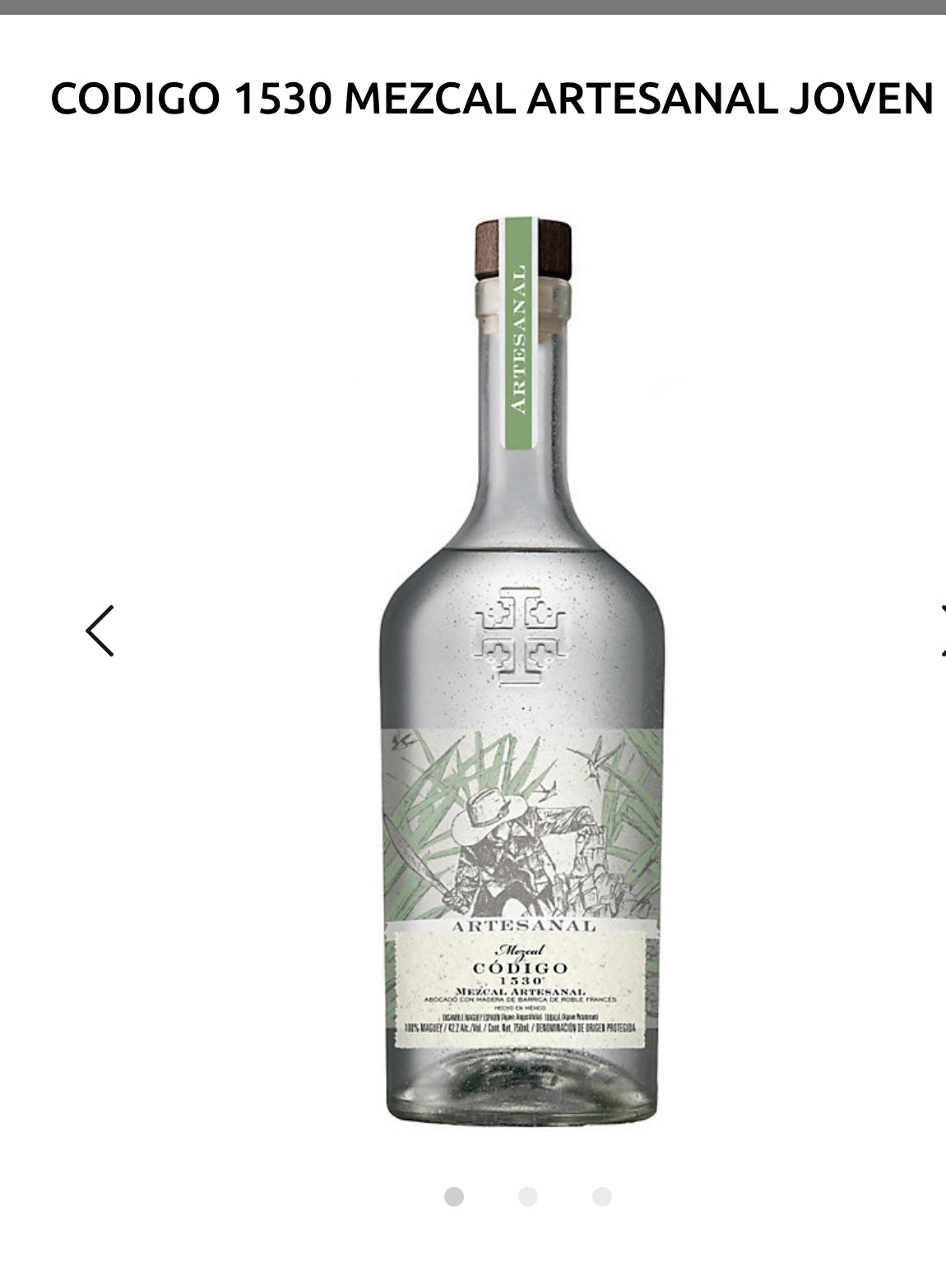 Codigo 1530 Mezcal Artesanal Joven 84.4