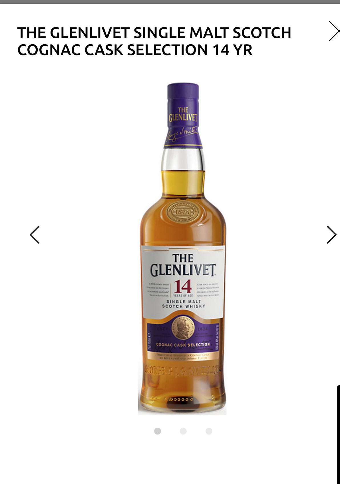 The Glenlivet Single Malt Scotch Cognac Cask Selection 14 Yr 80 With Carton