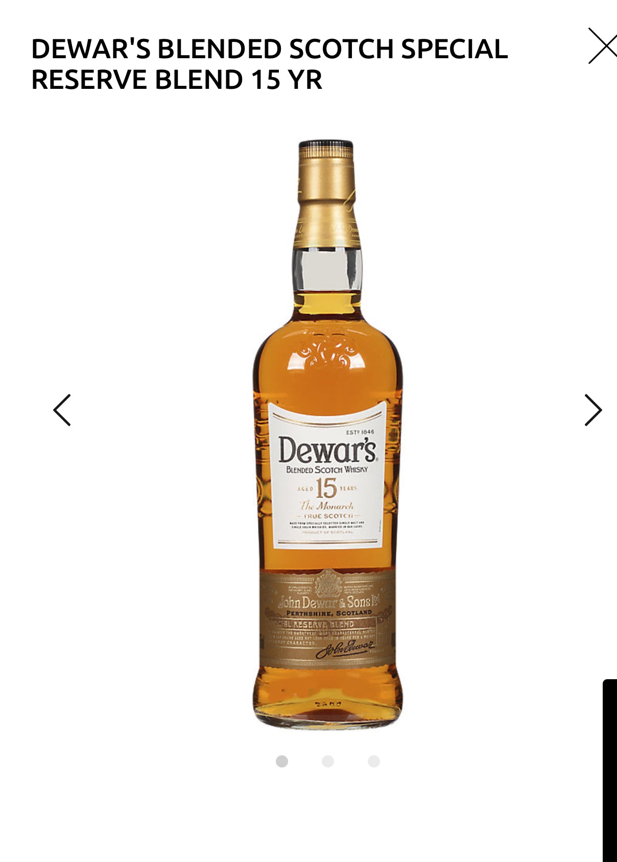 Dewar's Blended Scotch Special Reserve 15 Yr 80
