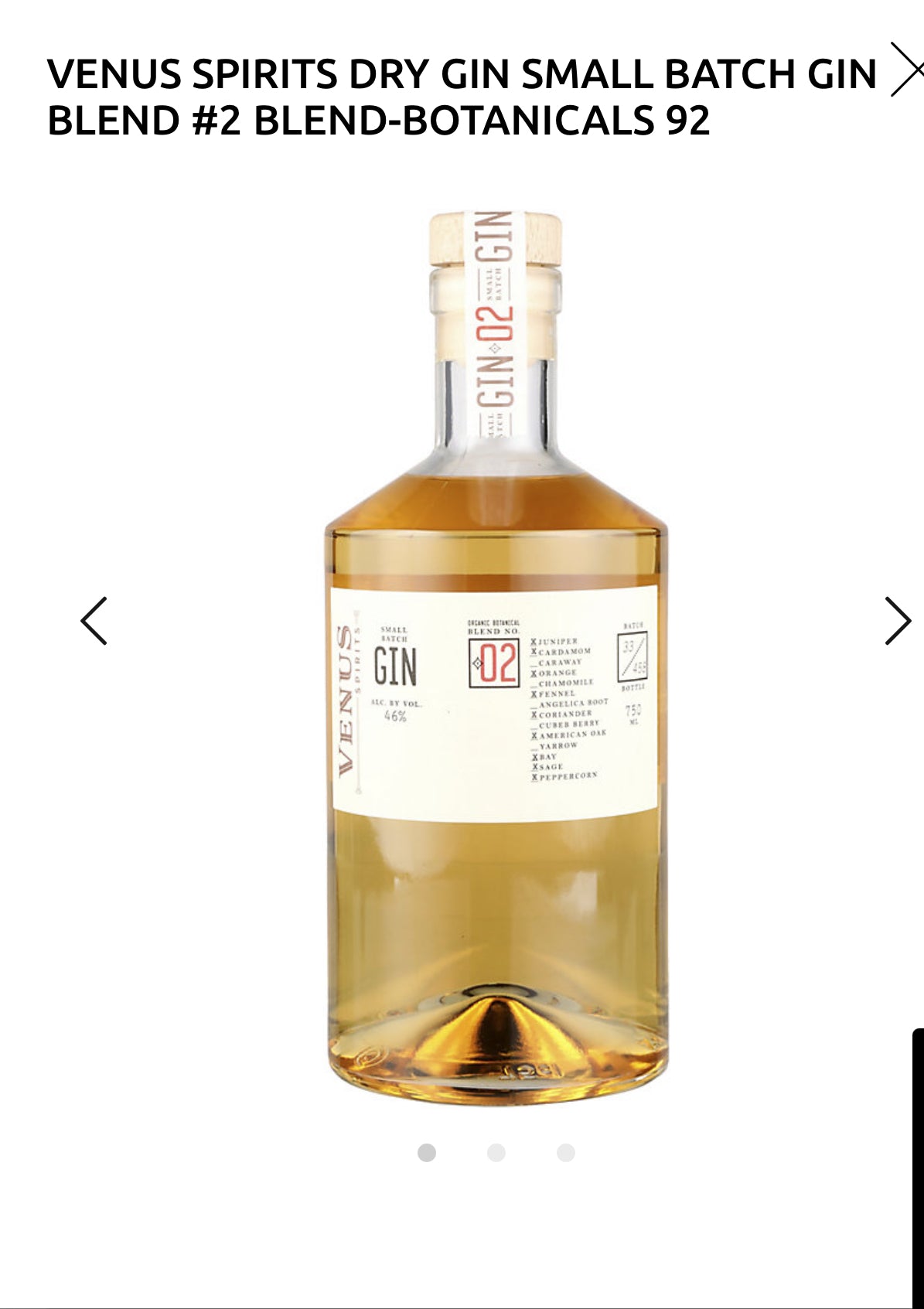 Venus Spirits Small Batch Gin Blend #2 92