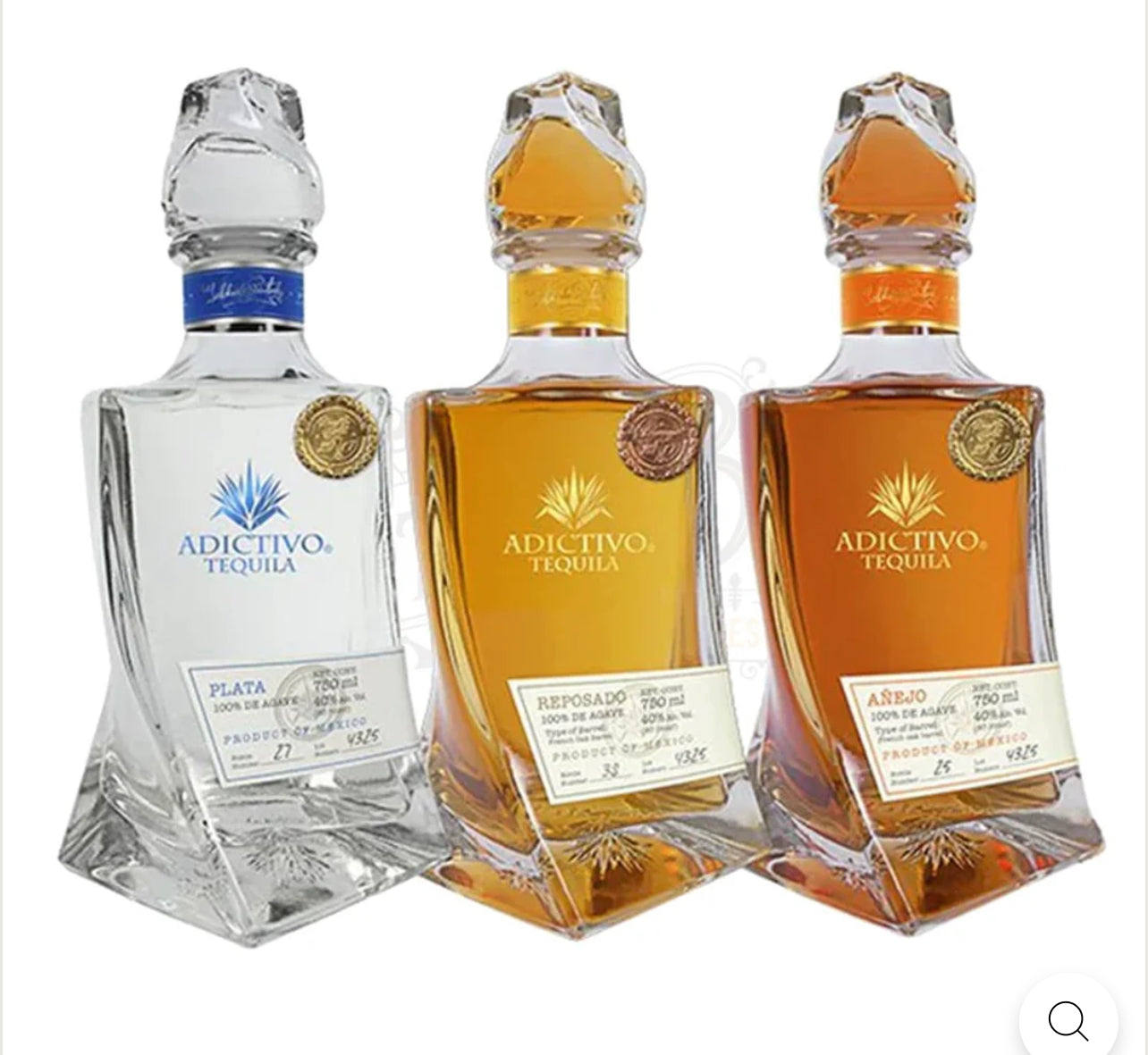 Adictivo tequila Plata, reposado añejo
