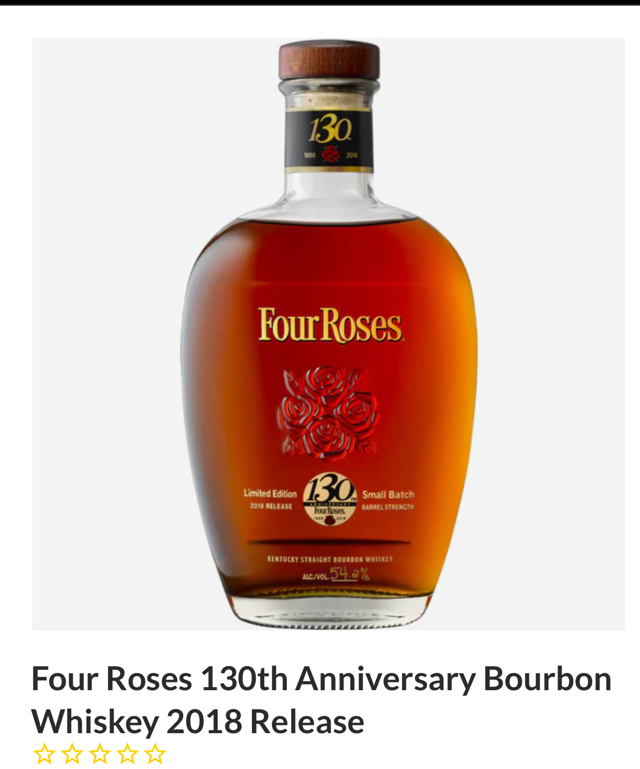 Four Roses 130th Anniversary Bourbon Whiskey 2018 Release