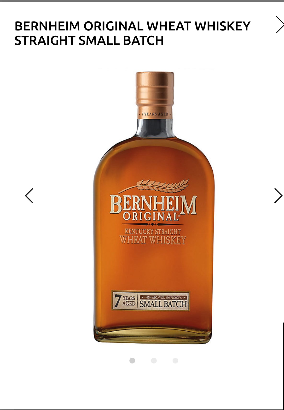 Bernheim Original Wheat Whiskey Straight Small Batch 90