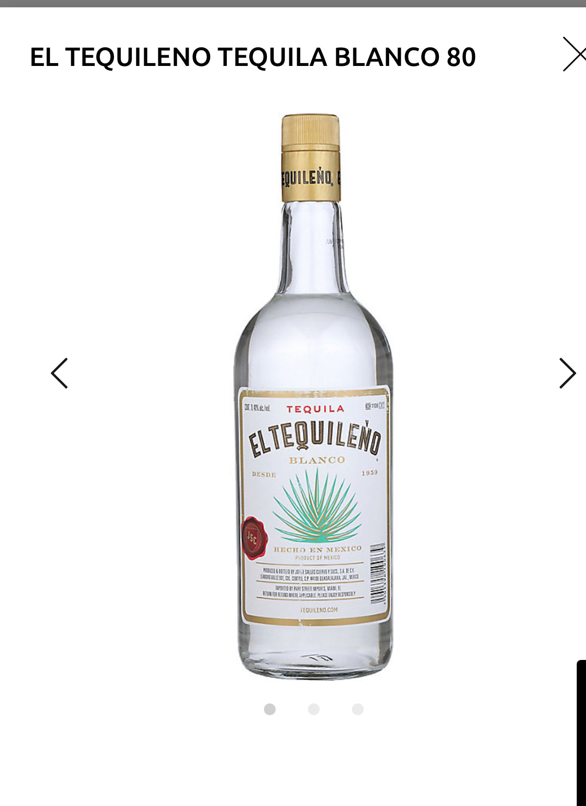 El Tequileno Tequila Blanco 80 1L