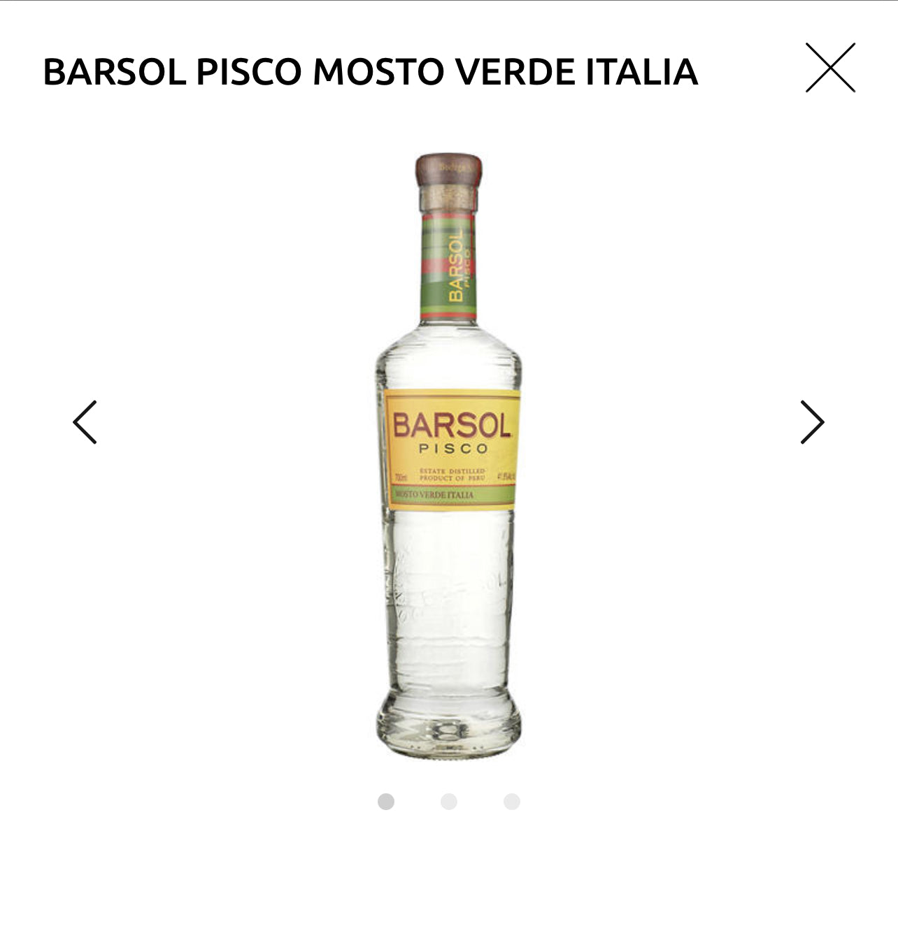 BARSOL PISCO MOSTO VERDE ITALIA