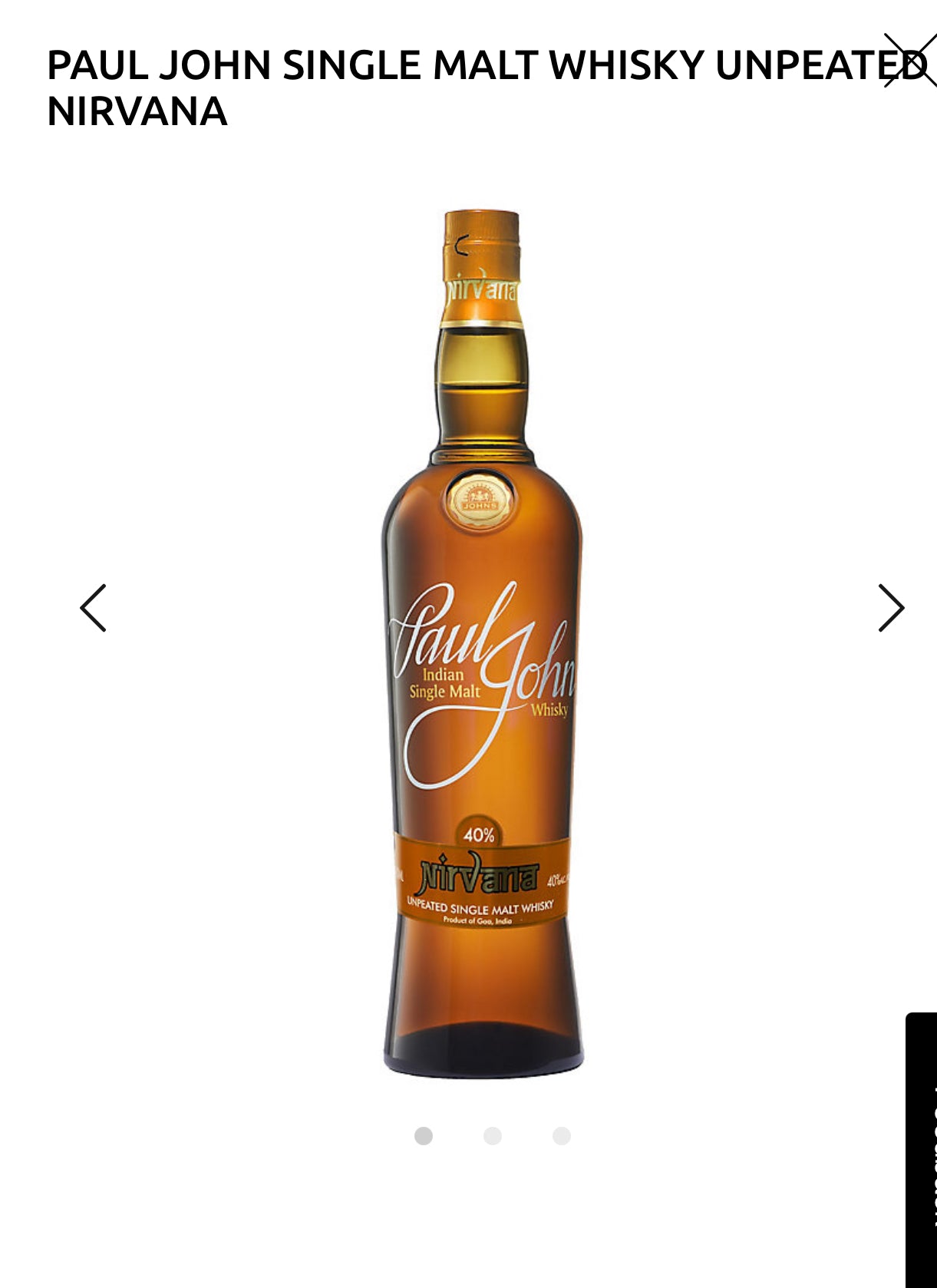 Paul John Single Malt Whisky Unpeated Nirvana 80