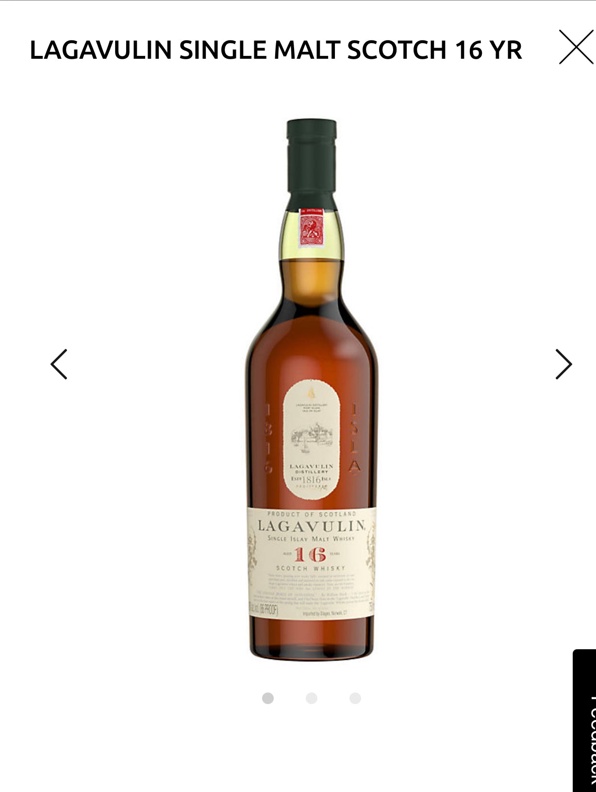LAGAVULIN SINGLE MALT SCOTCH 16 YR
