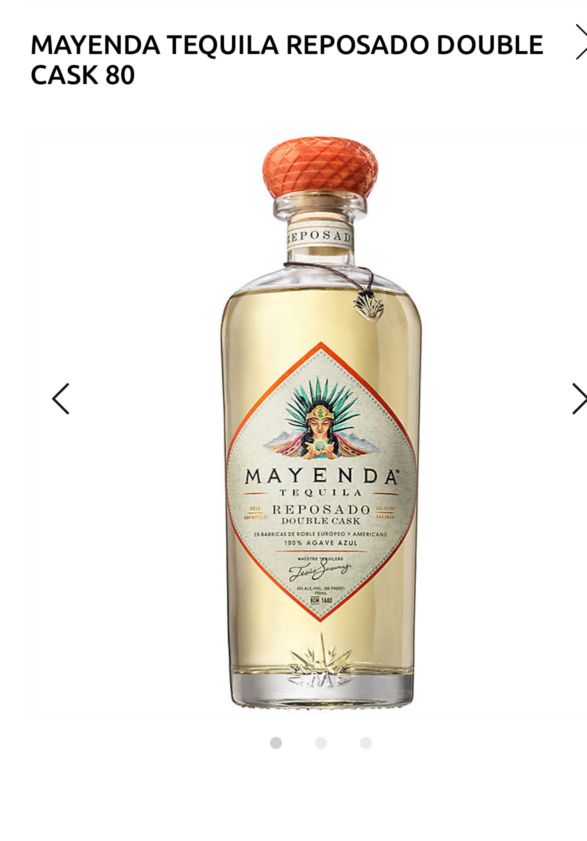 Mayenda Tequila Reposado Double Cask 80