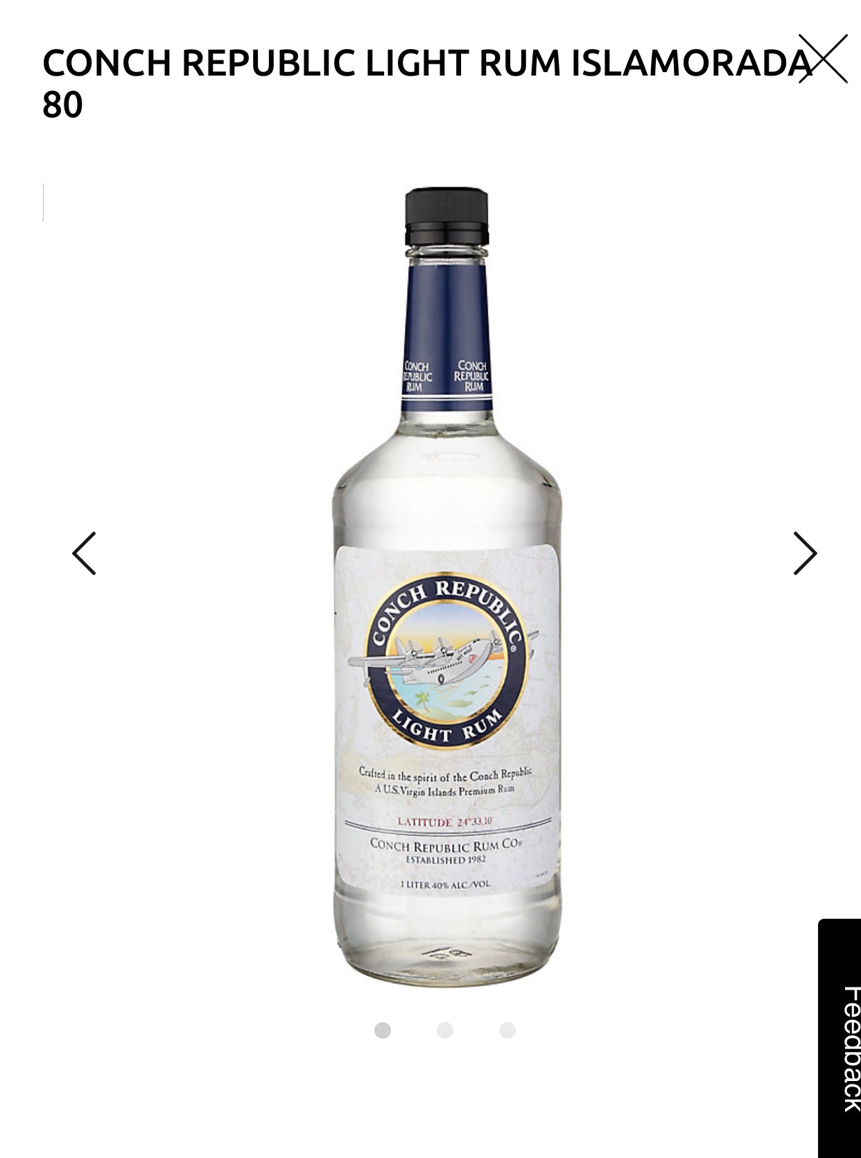 Conch Republic Light Rum Islamorada 80 1L