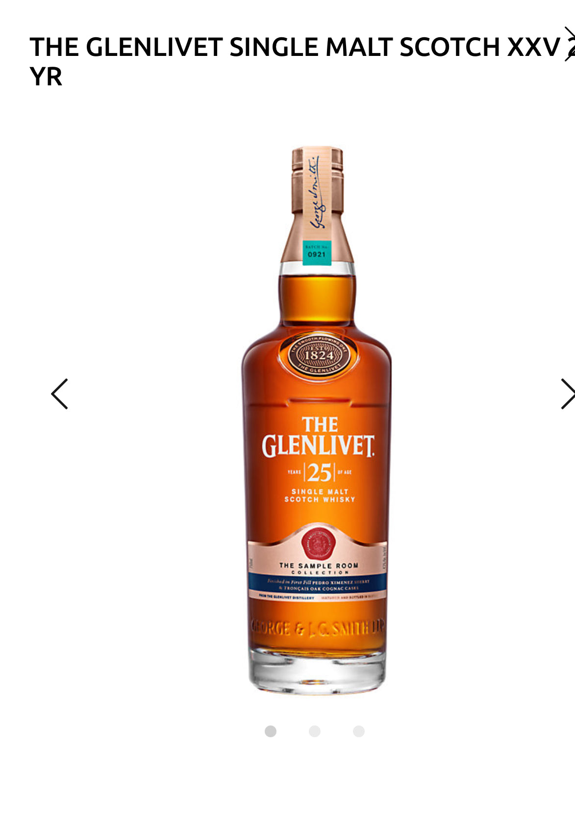 The Glenlivet Single Malt Scotch Xxv 25 Yr 86 With Carton