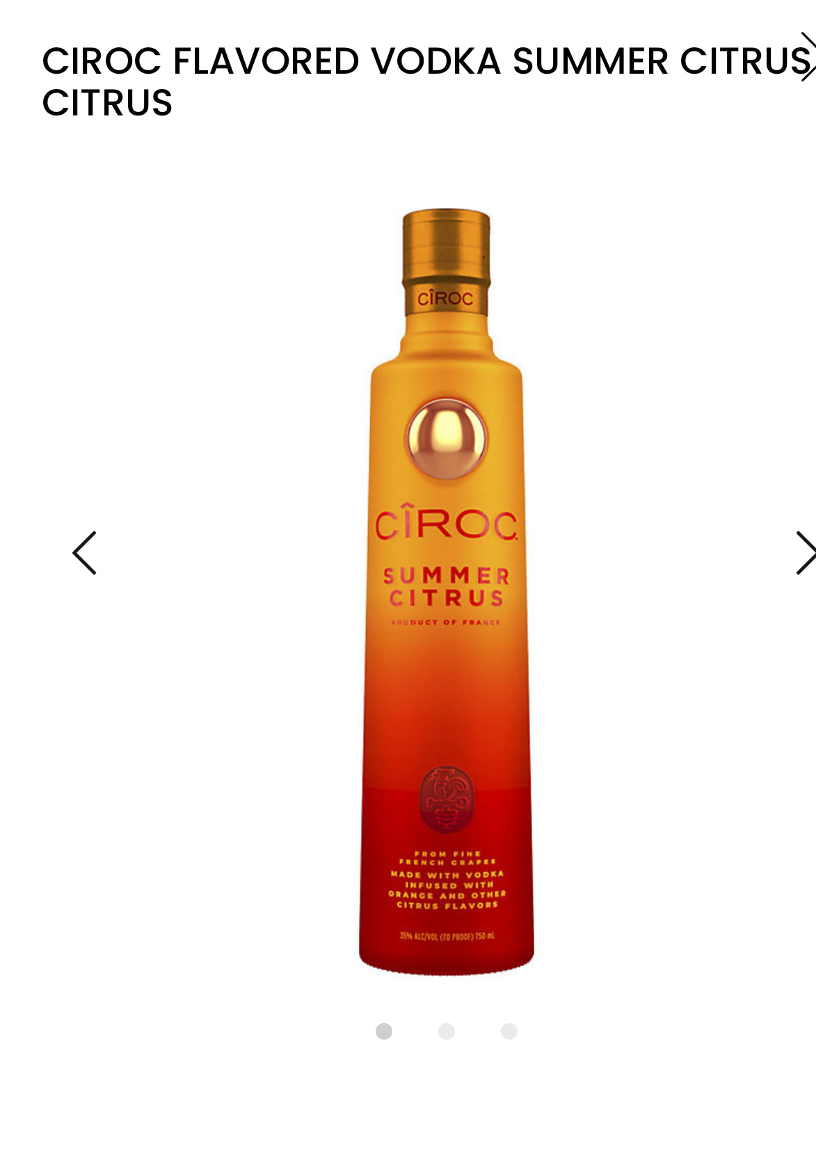 Ciroc Summer Citrus Flavored Vodka 70