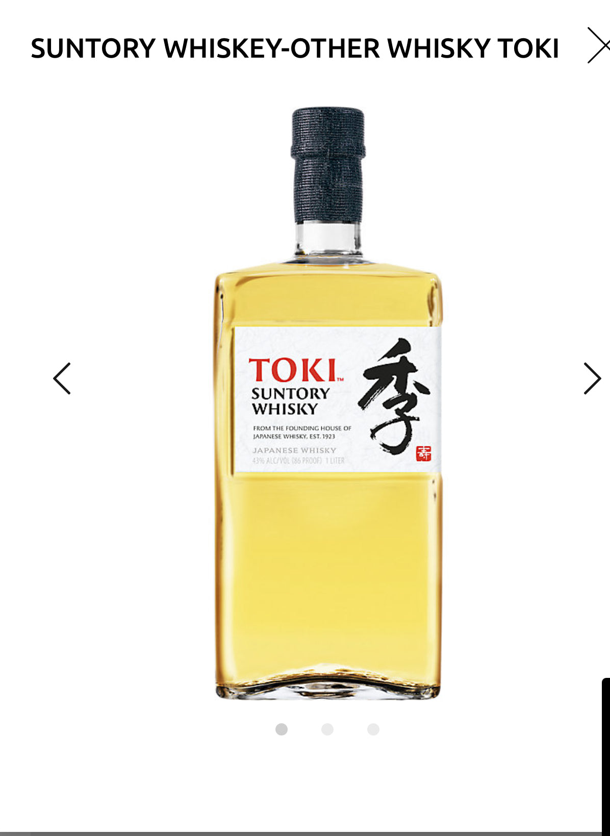 Suntory Whisky Toki 86 1L