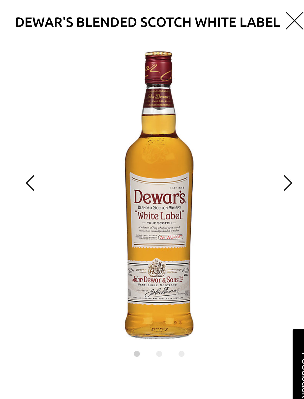 Dewar's Blended Scotch White Label 80