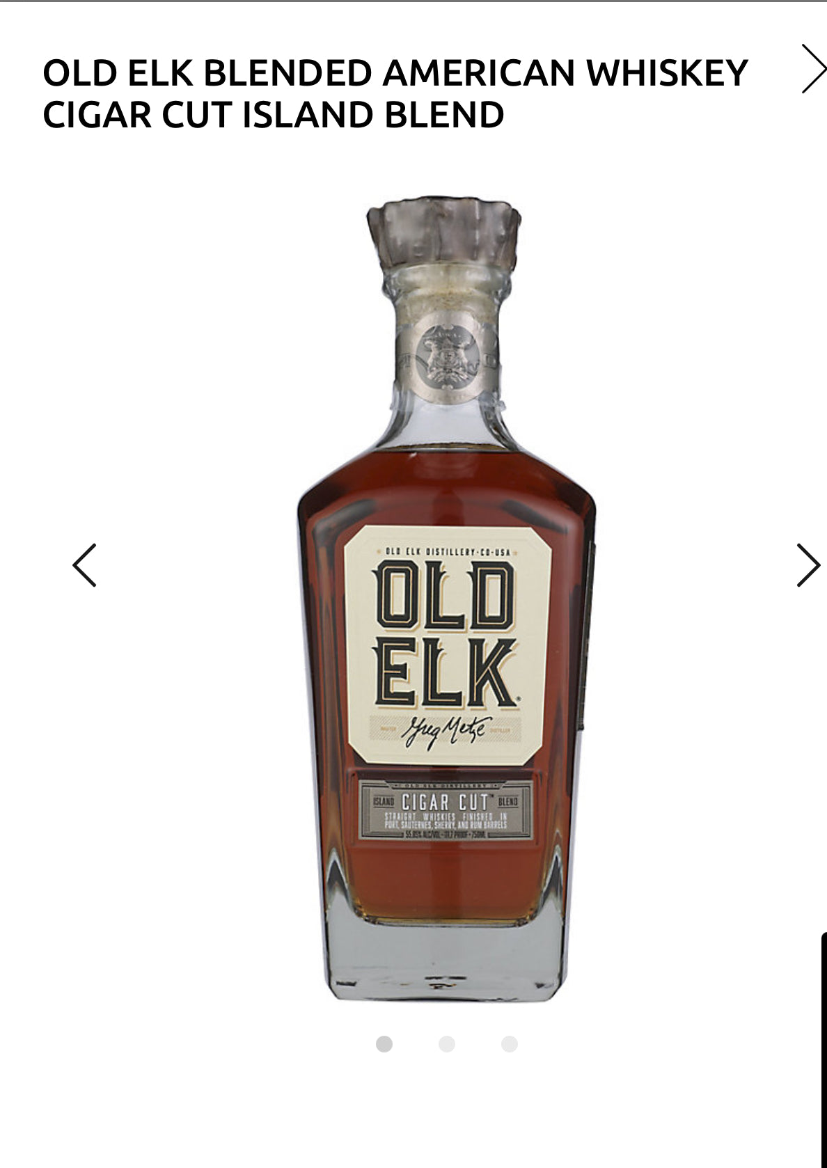 Old Elk Blended American Whiskey Cigar Cut Island Blend 111.7