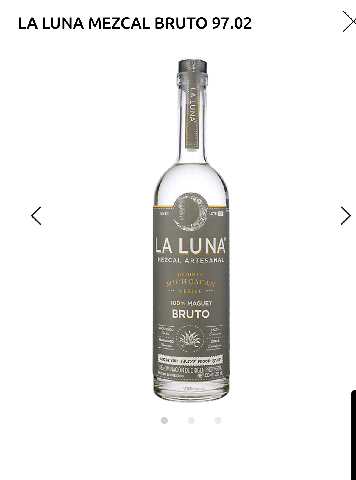 La Luna Mezcal Bruto 97.02