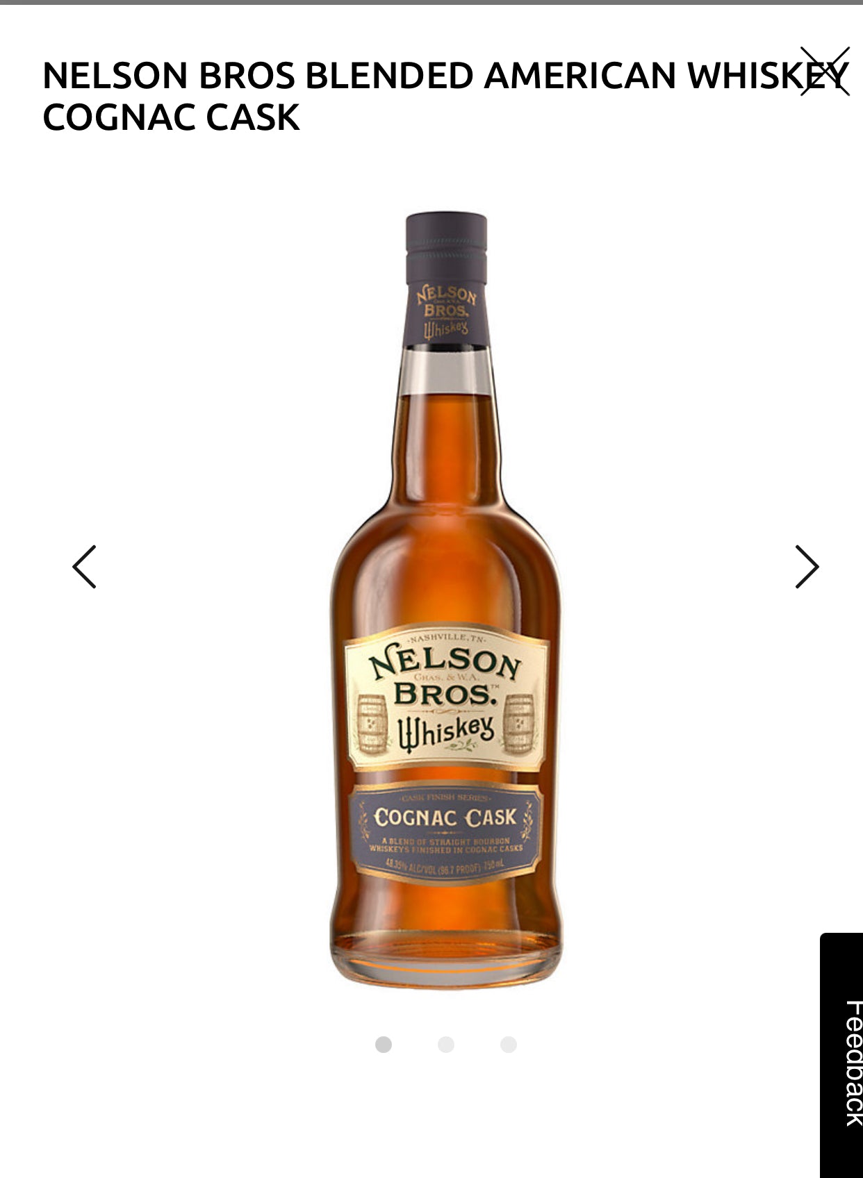 Nelson Bros Blended American Whiskey Cognac Cask 96.7