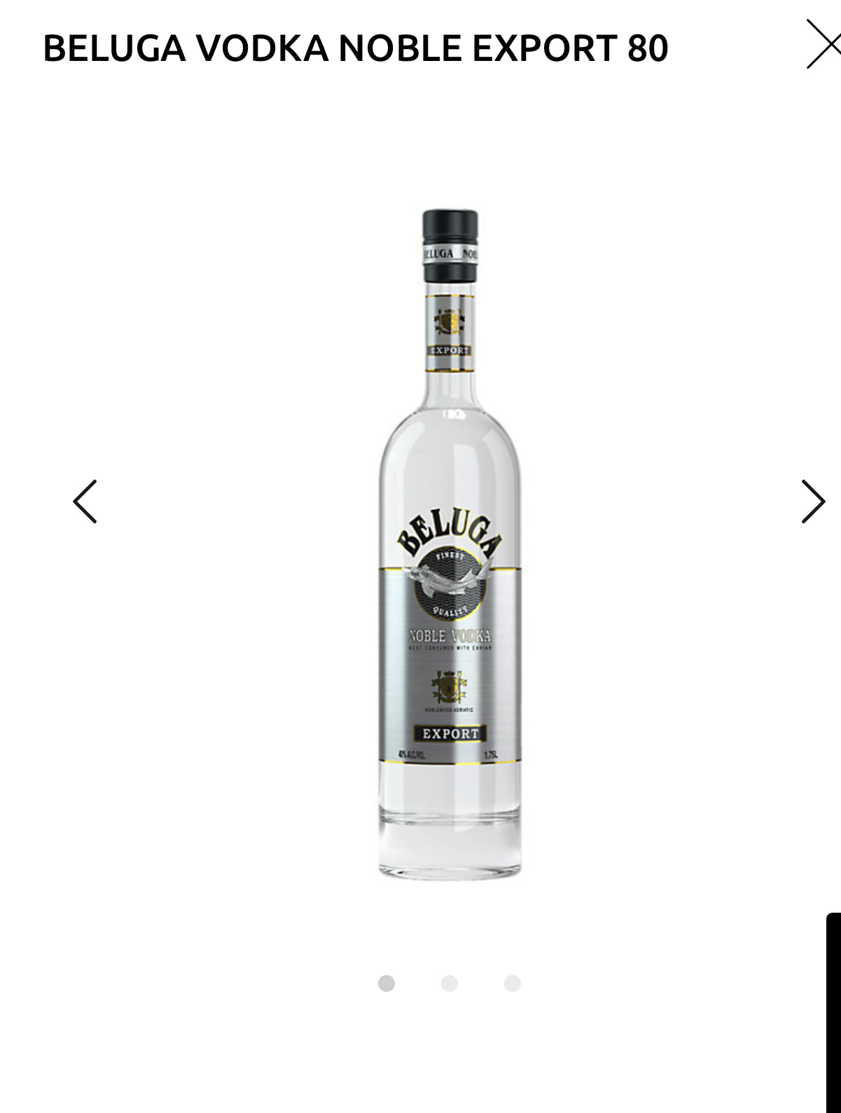 Beluga Vodka Noble Export 80 1.75ml