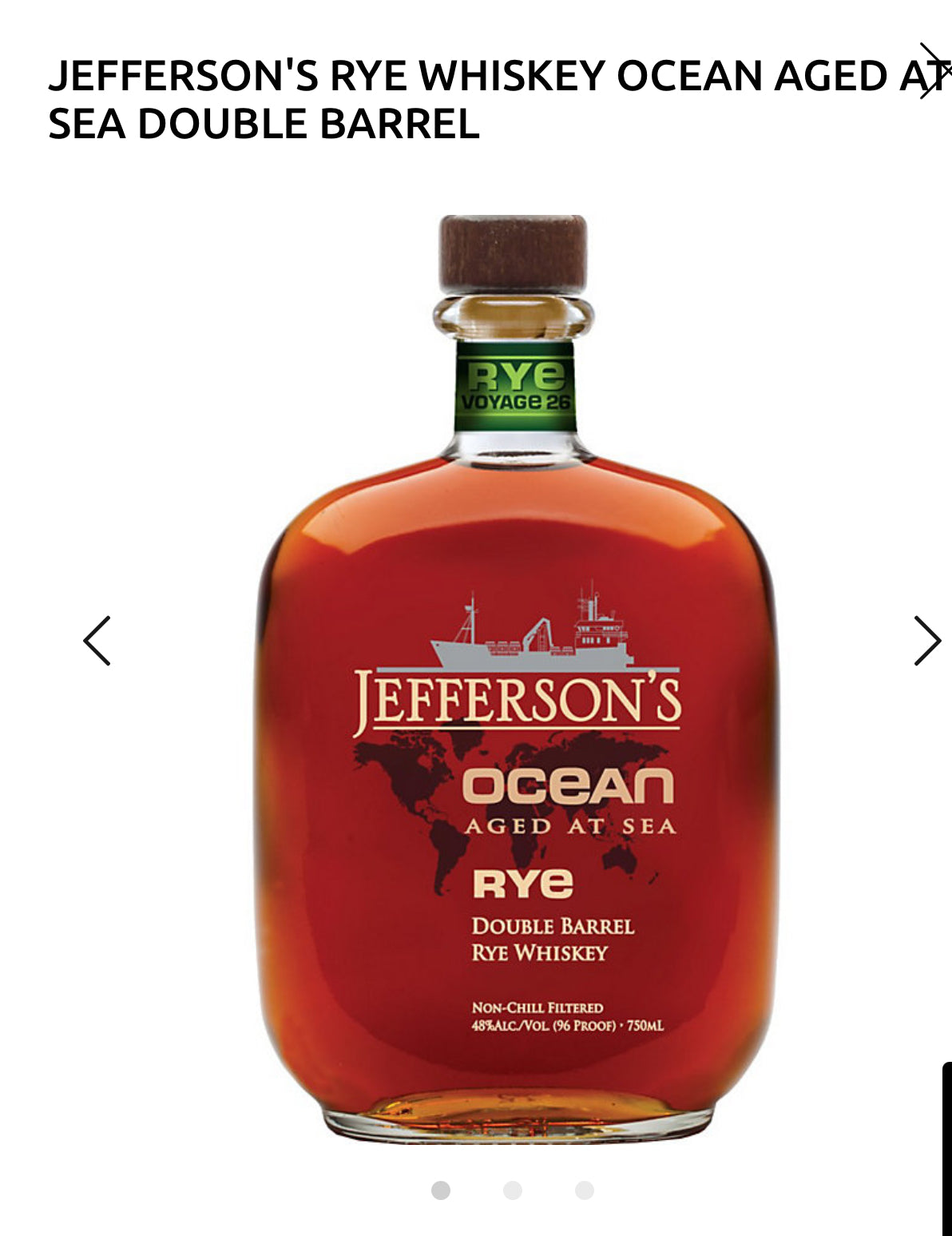 Jefferson's
Jefferson's Straight Rye Whiskey Ocean Aged At Sea Double Barrel 96