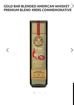 Gold Bar Blended American Whiskey Premium Blend 49ers Commemerative The Catch 80