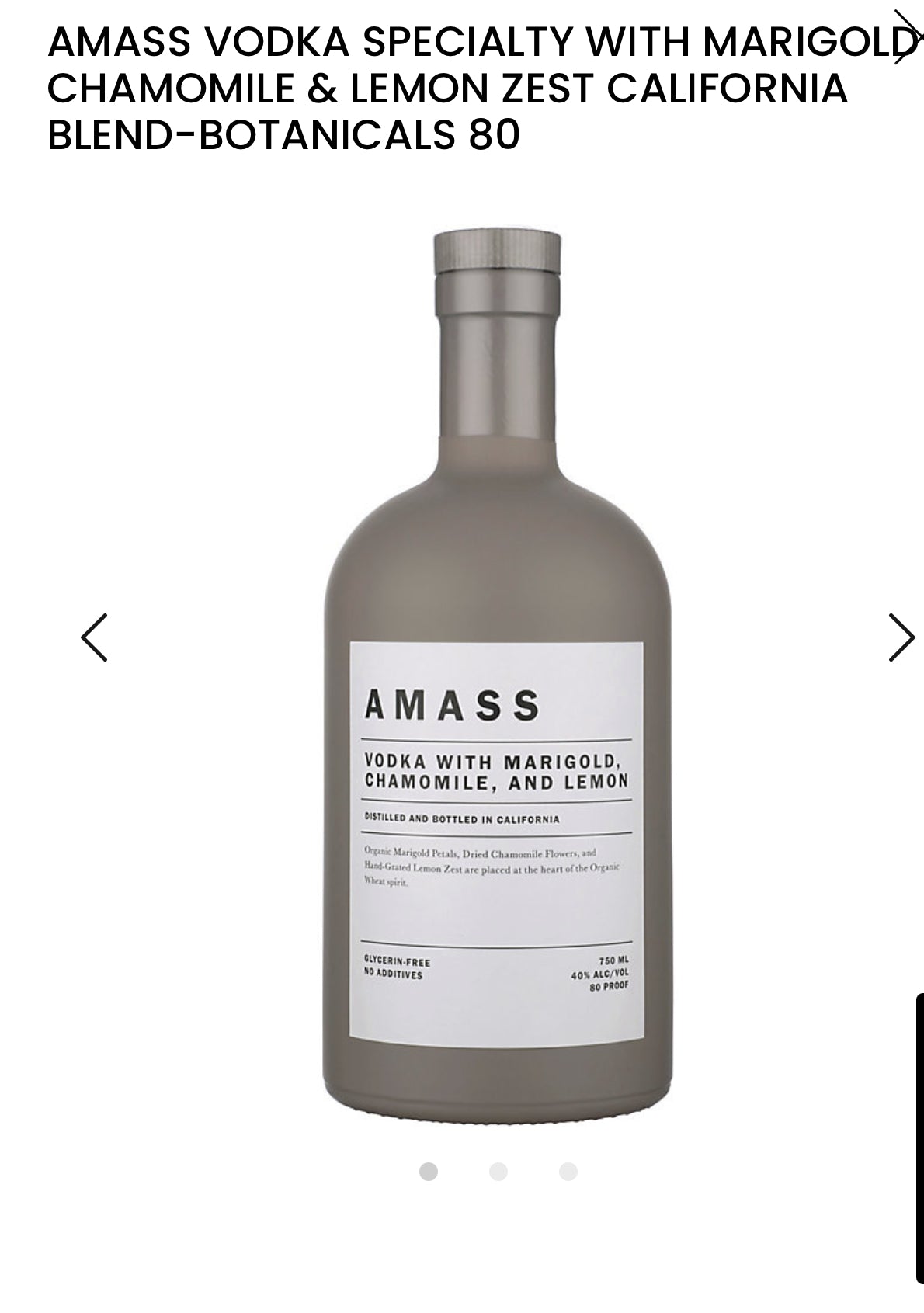 Amass Vodka With Marigold Chamomile And Lemon Zest California 80