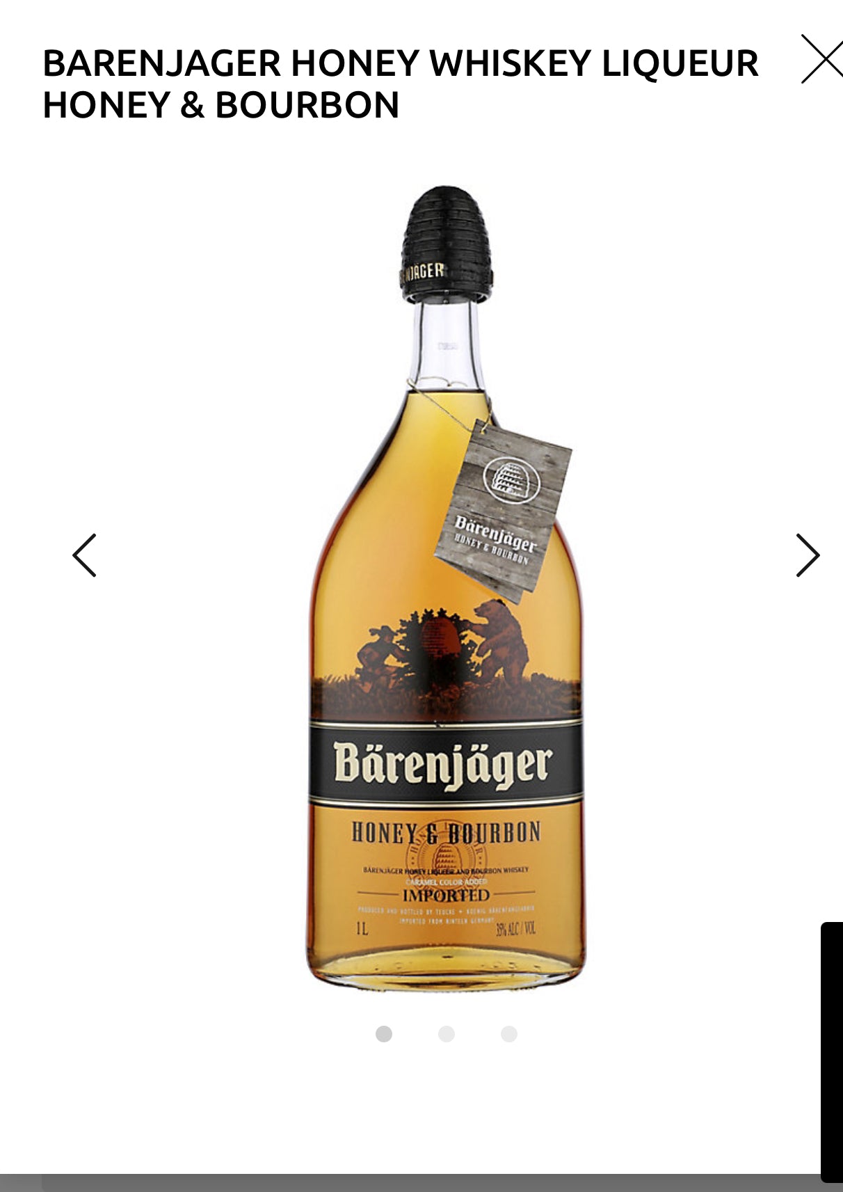 Barenjager Honey & Bourbon 70 1L