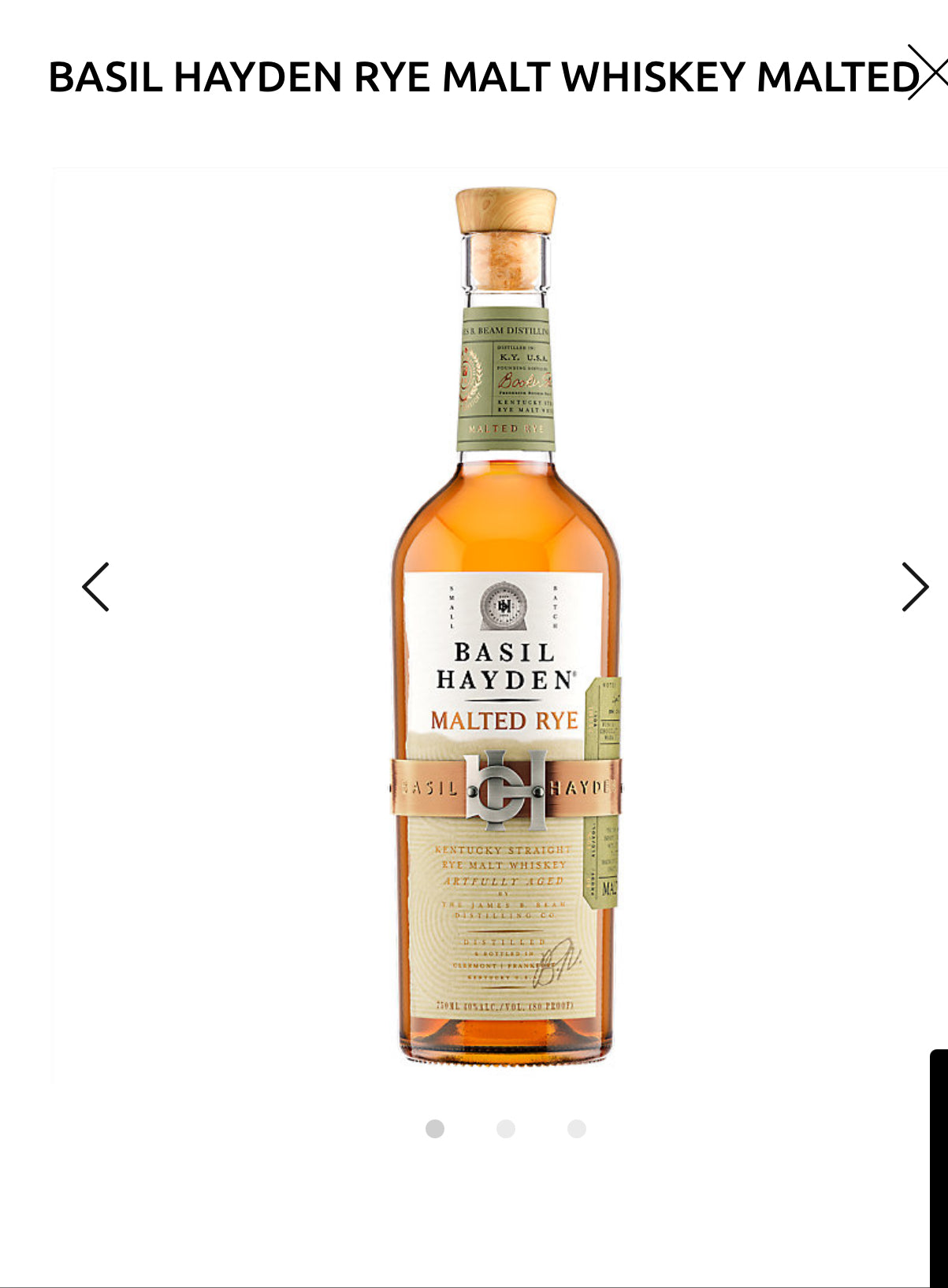 Basil Hayden Rye Whiskey Malted 80