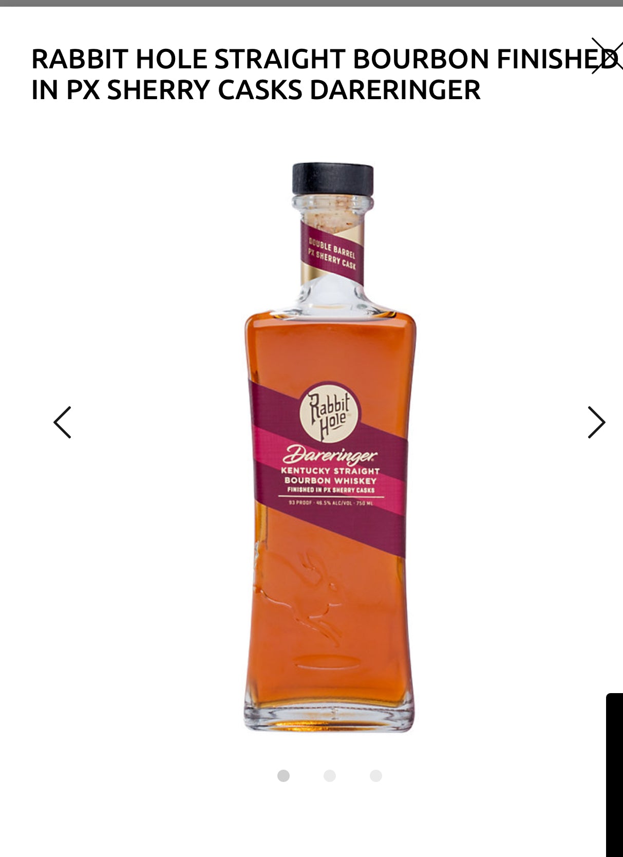 Rabbit Hole Straight Bourbon Finished In Px Sherry Casks Dareringer 93