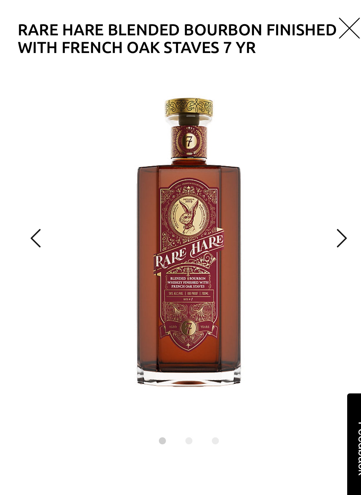 Rare Hare Blended Bourbon Finished With French Oak Staves 7 Yr 100