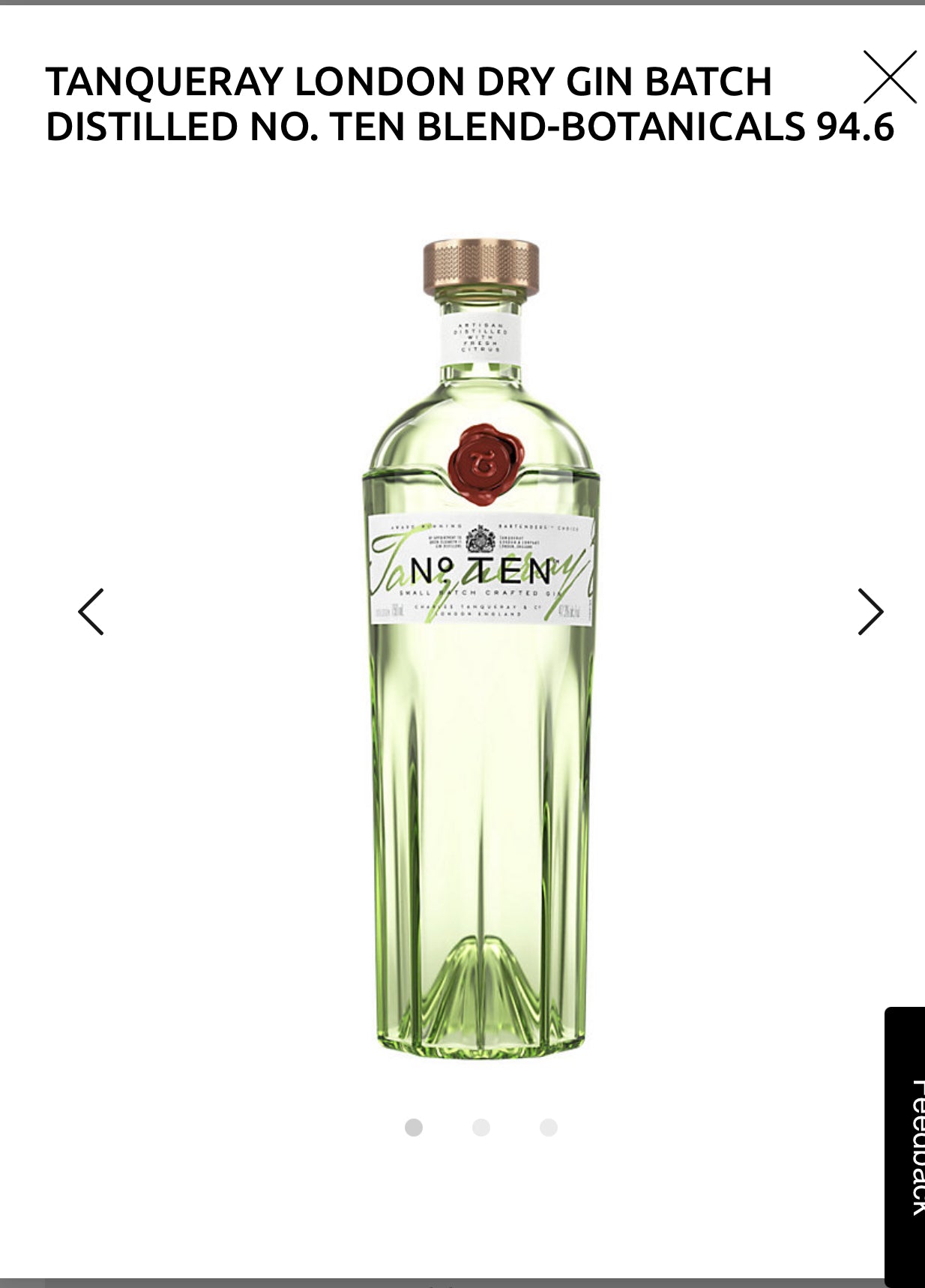Tanqueray London Dry Gin Batch Distilled No. Ten 94.6