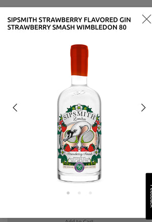 Sipsmith Strawberry Smash Flavored Gin Wimbledon 80
