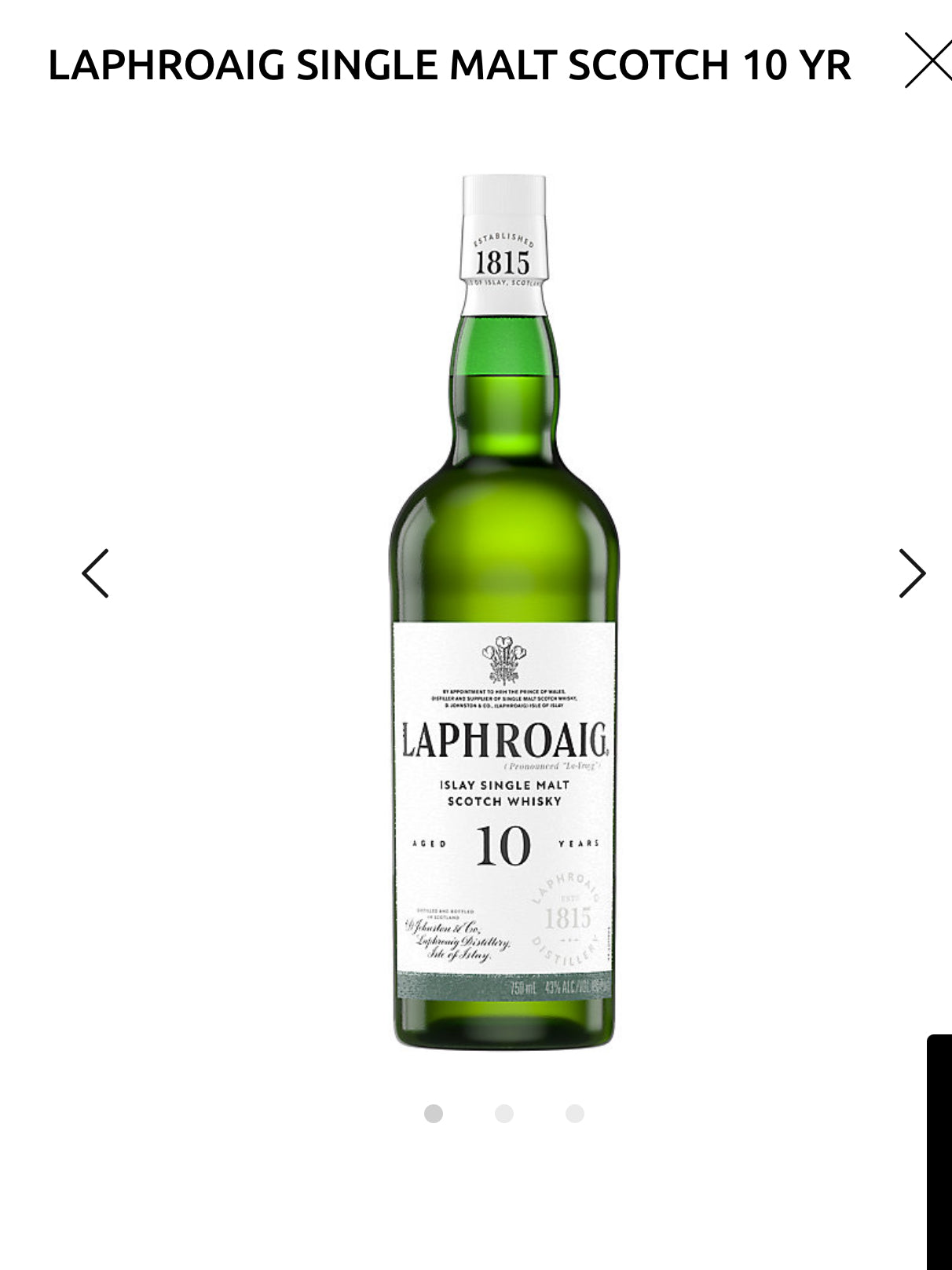 Laphroaig Single Malt Scotch 10 Yr 86