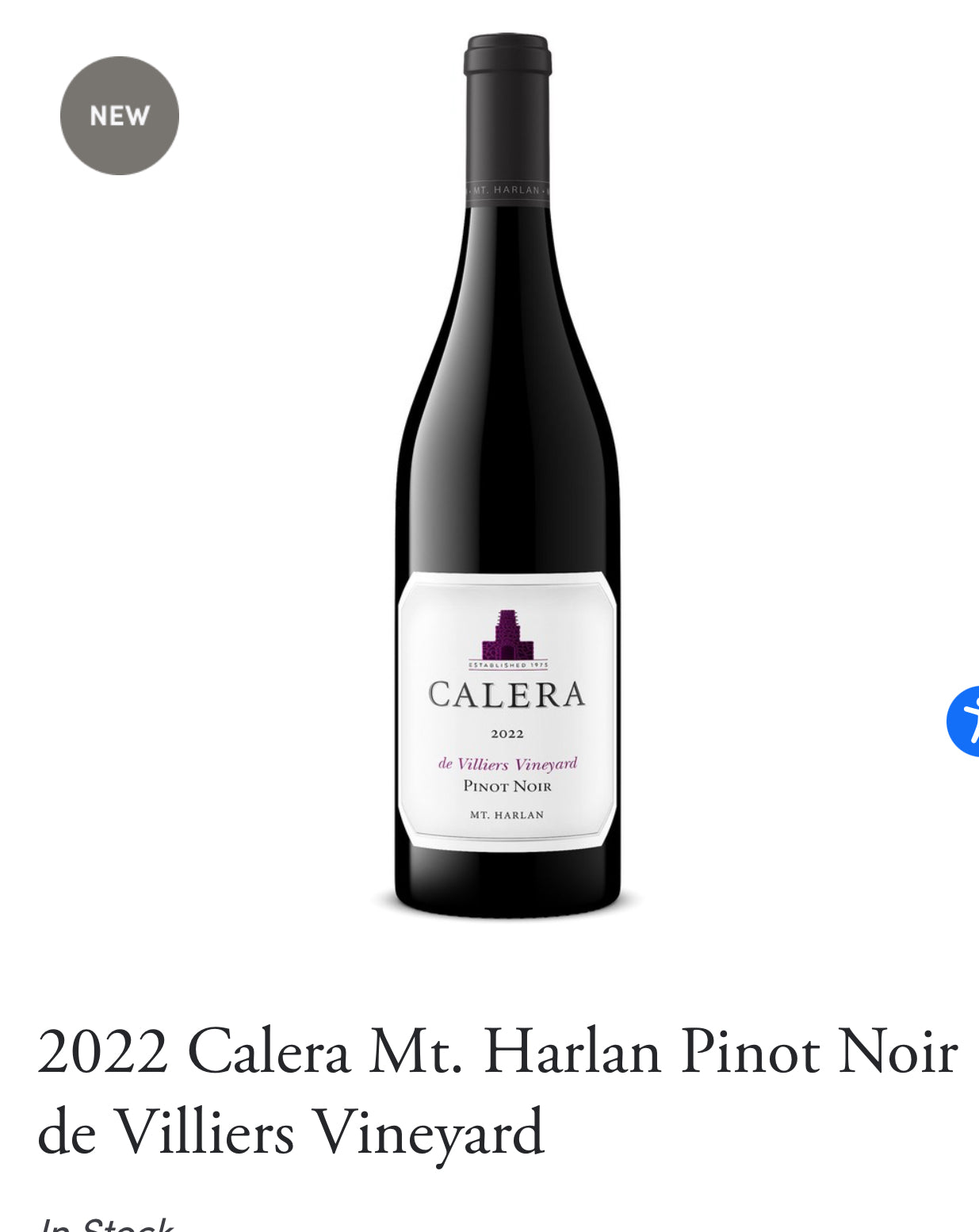2022 Calera Mt. Harlan Pinot Noir de Villiers Vineyard