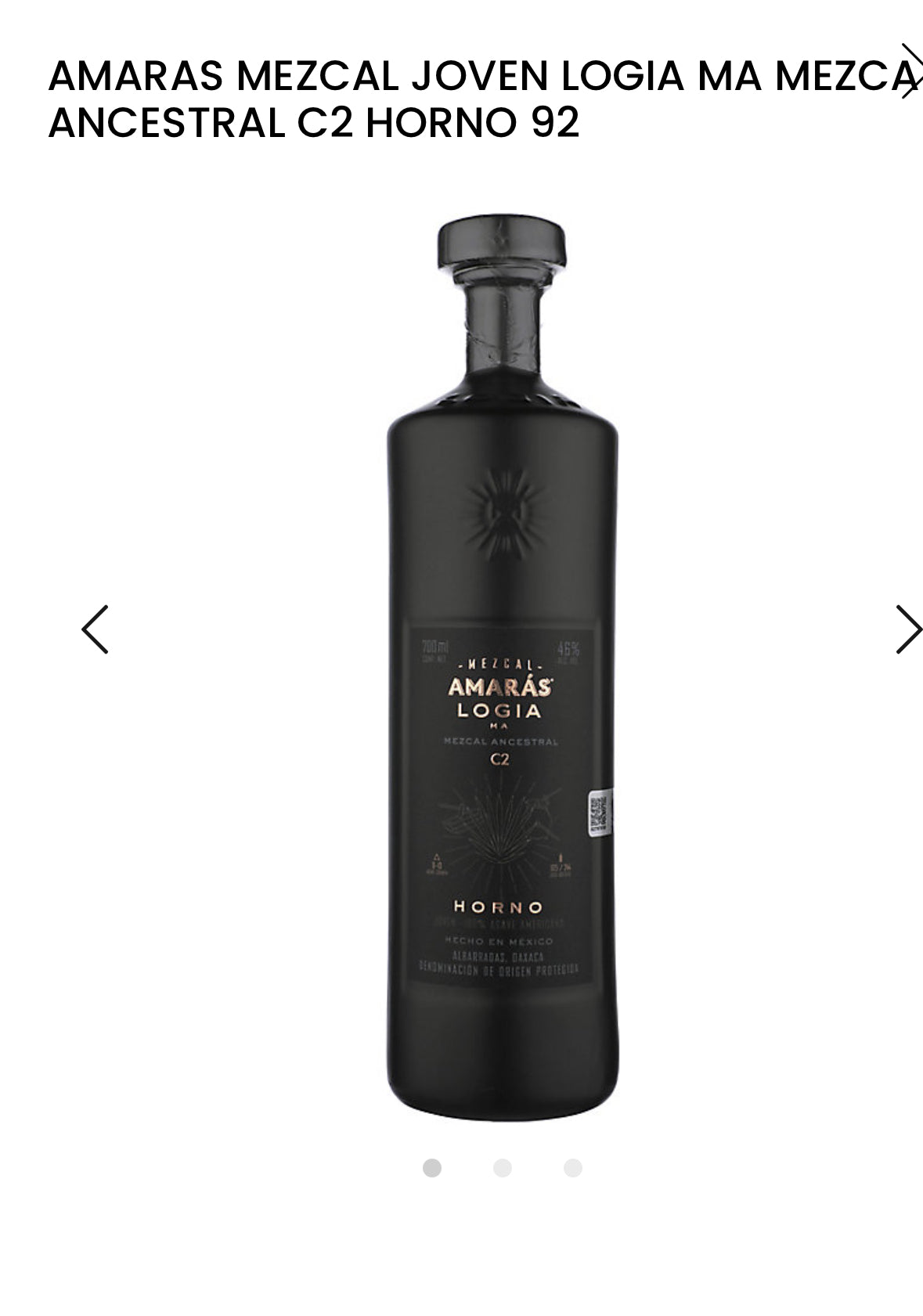 Amaras Mezcal Ancestral Ma Joven Logia C2 Horno 92