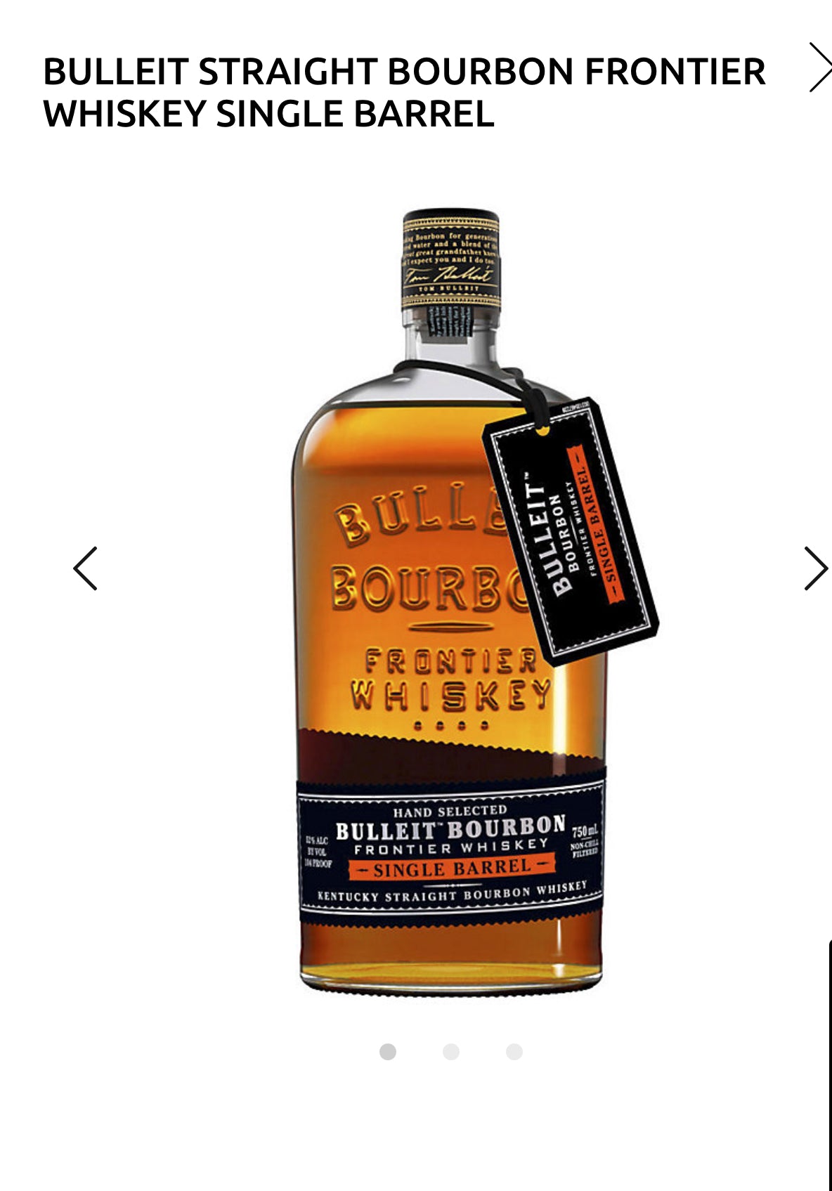 Bulleit Straight Bourbon Frontier Whiskey Single Barrel 104