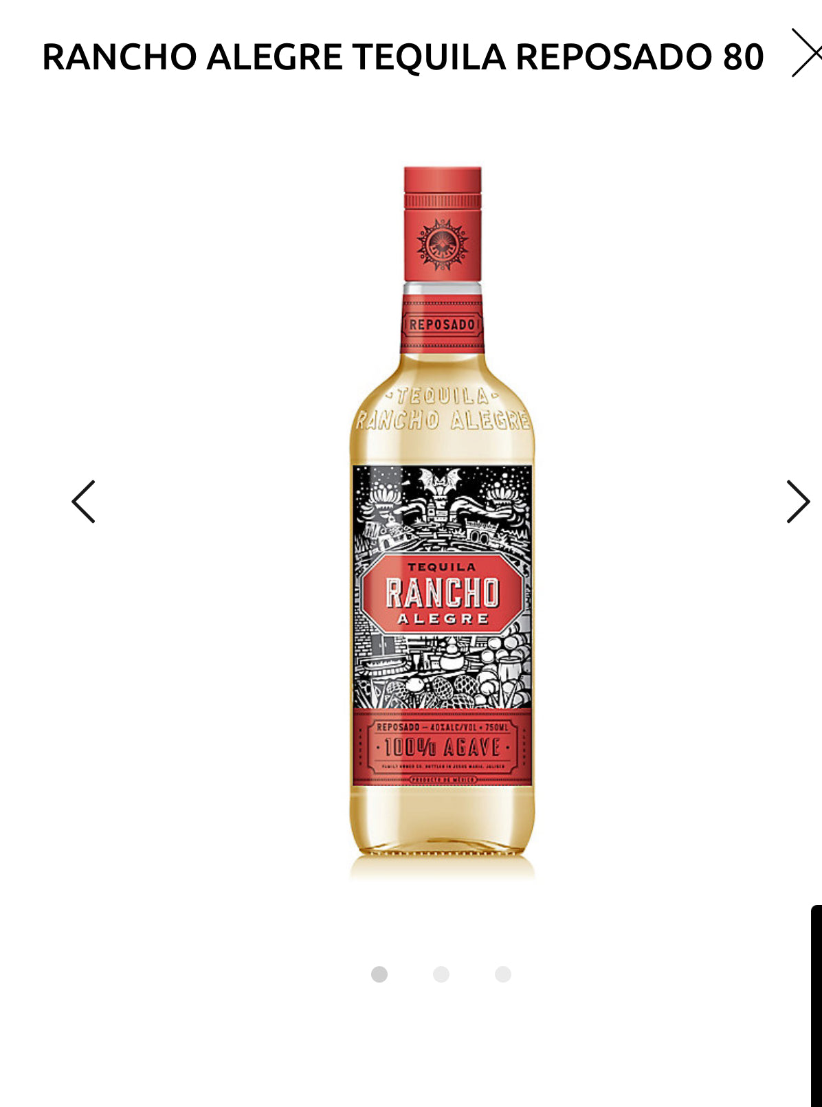 Rancho Alegre Tequila Reposado 80