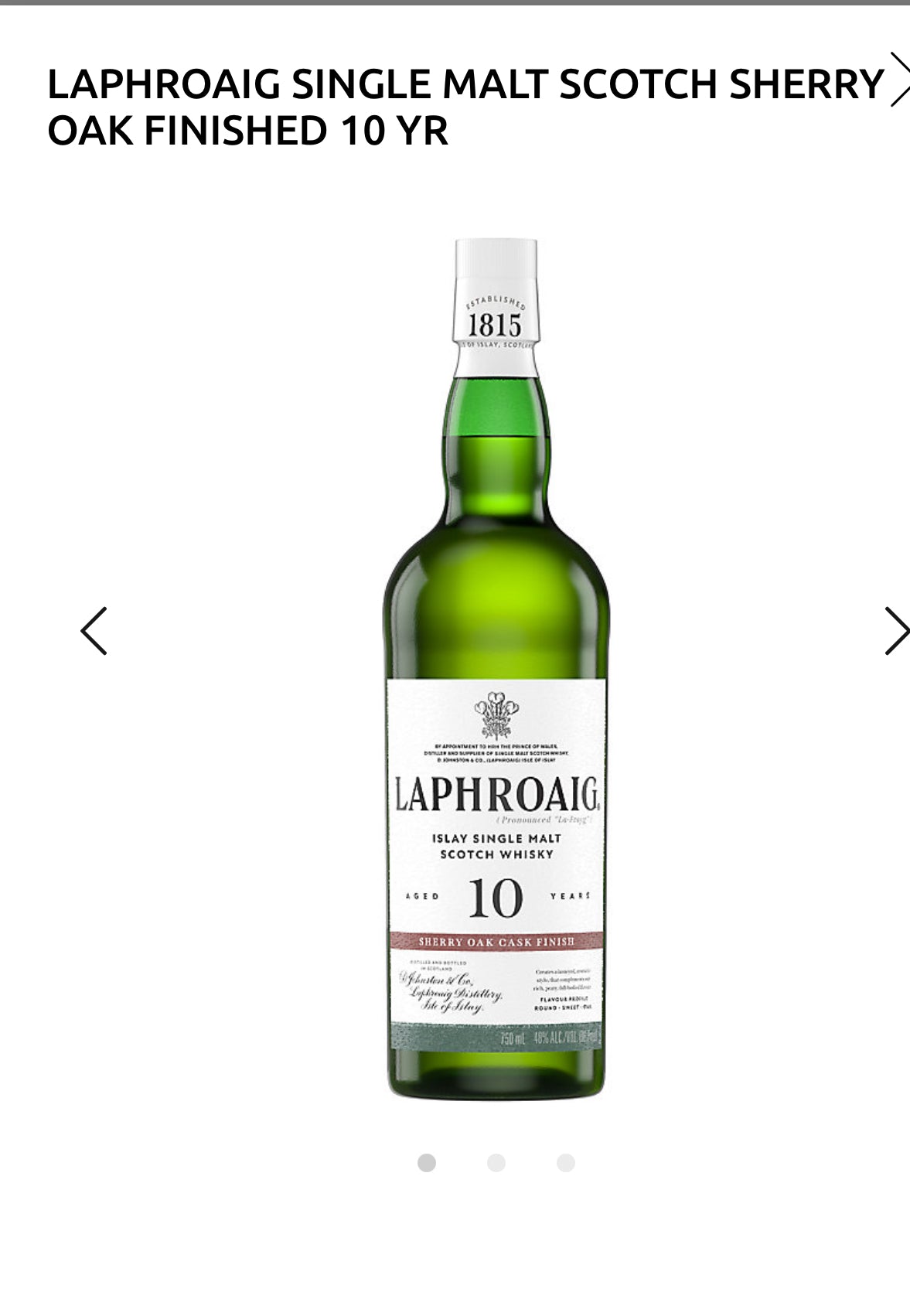 Laphroaig Single Malt Scotch Sherry Oak Finished 10 Yr 96