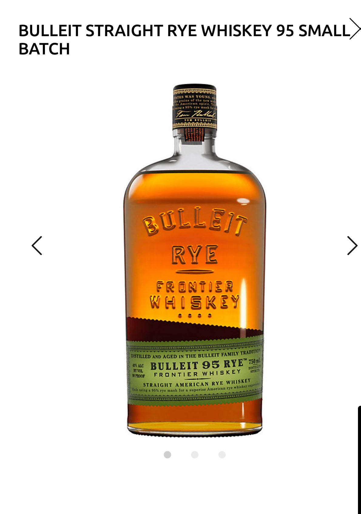 Bulleit Straight Rye Whiskey 95 Small Batch 90