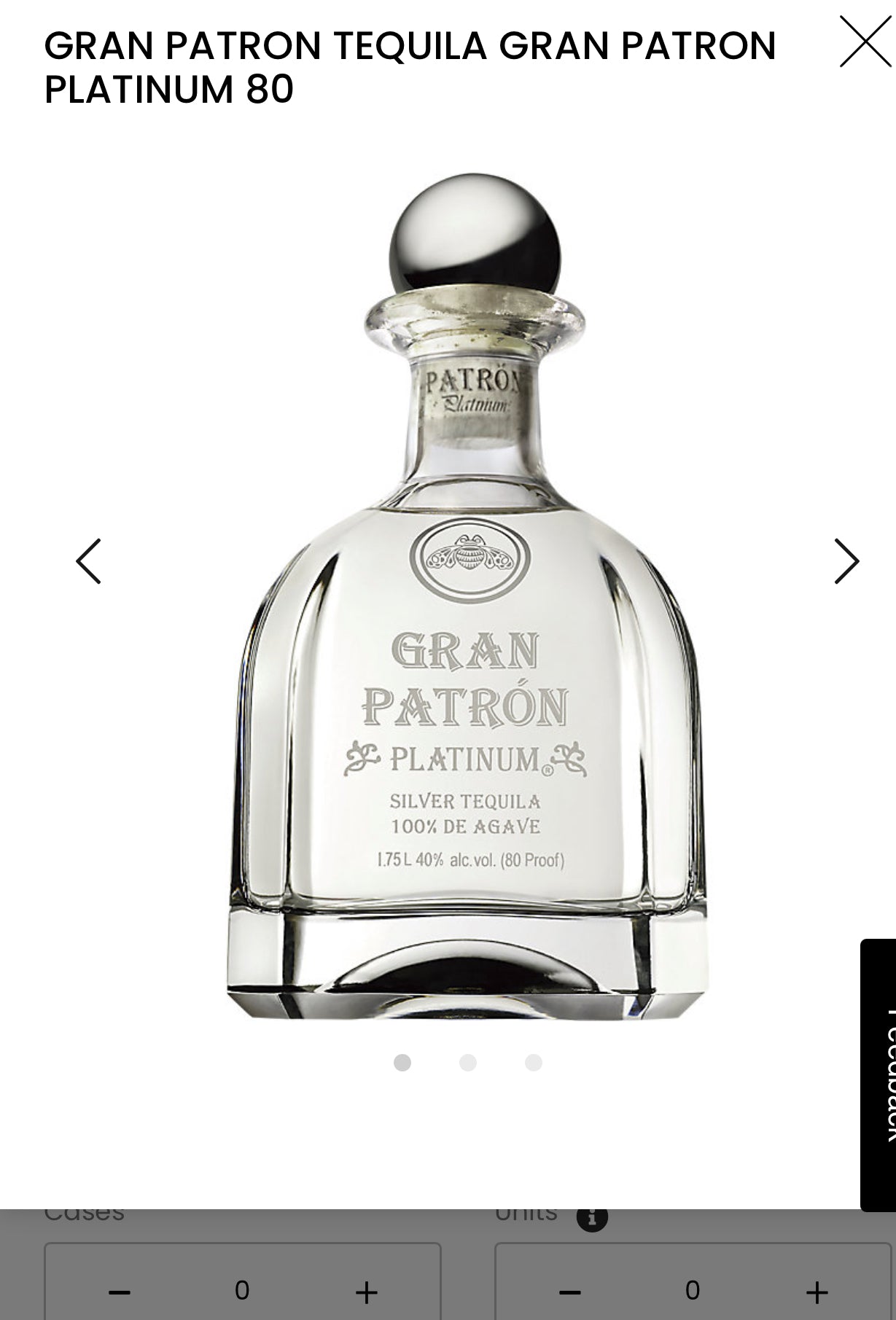 Gran Patron Tequila Gran Patron Platinum 1.75ml