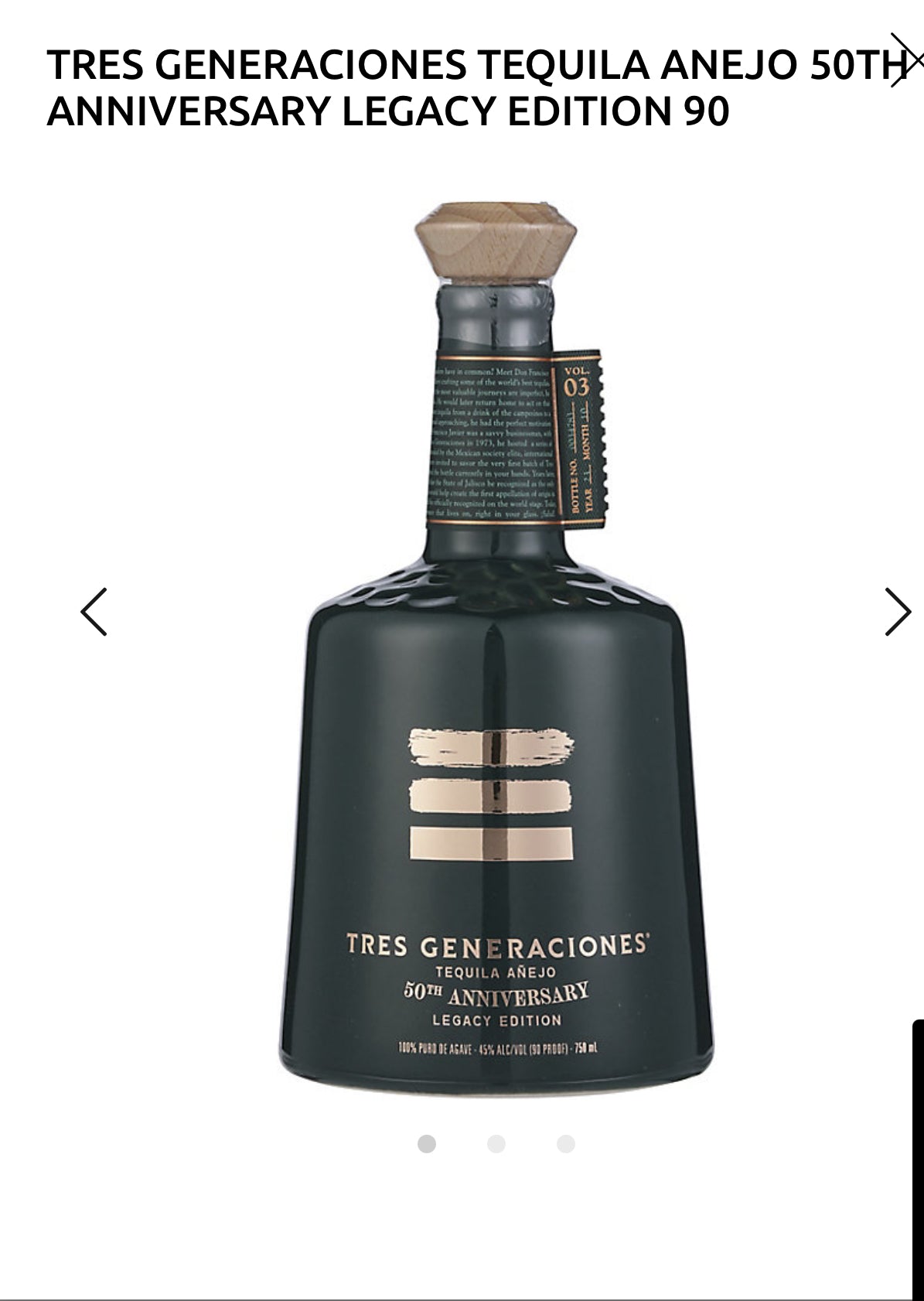 Tres Generaciones Tequila Anejo 50th Anniversary Legacy Edition 90