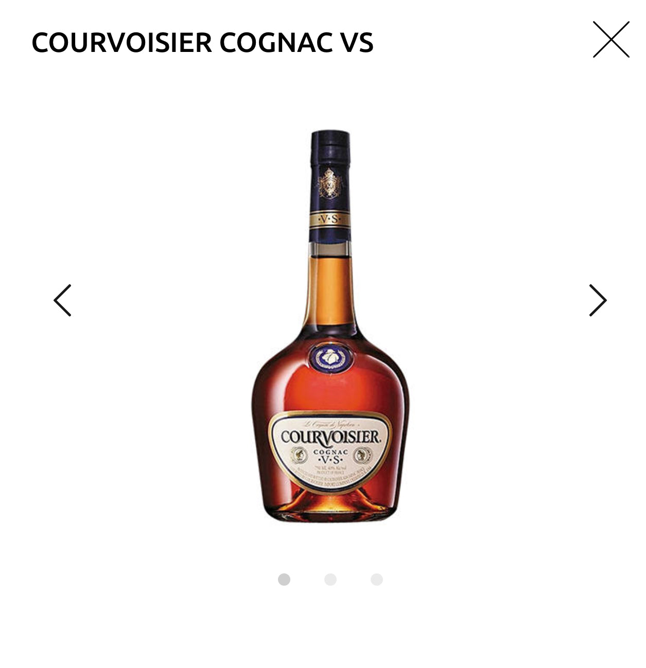 Courvoisier Cognac Vs 80 72”50 ml