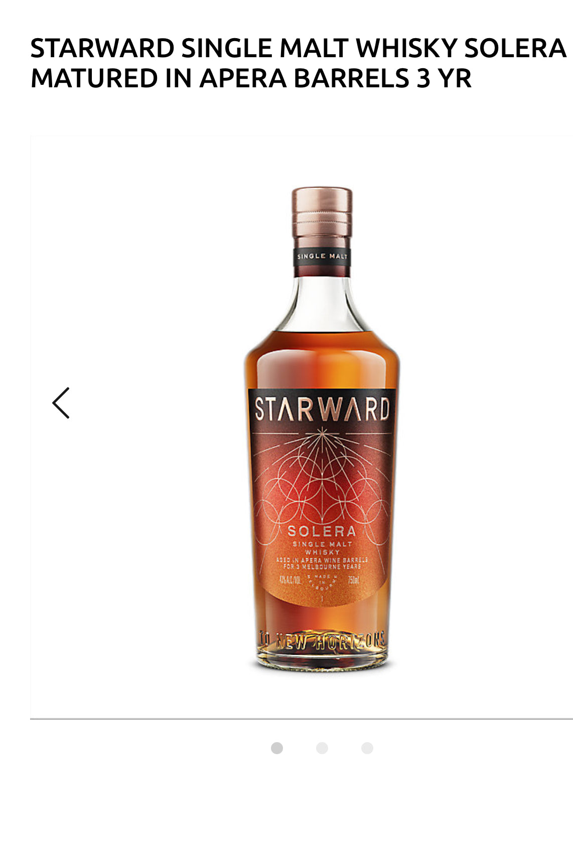 Starward Single Malt Whisky Solera Matured In Apera Barrels 3 Yr 86