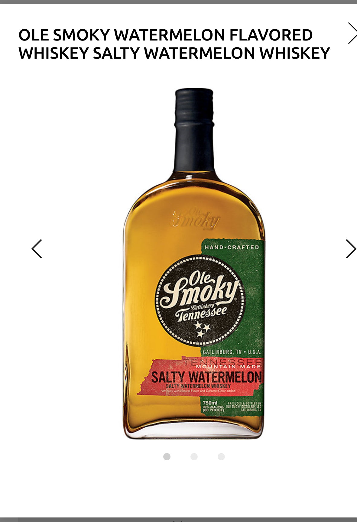 Ole Smoky Salty Watermelon Flavored Whiskey Mountain Made 60